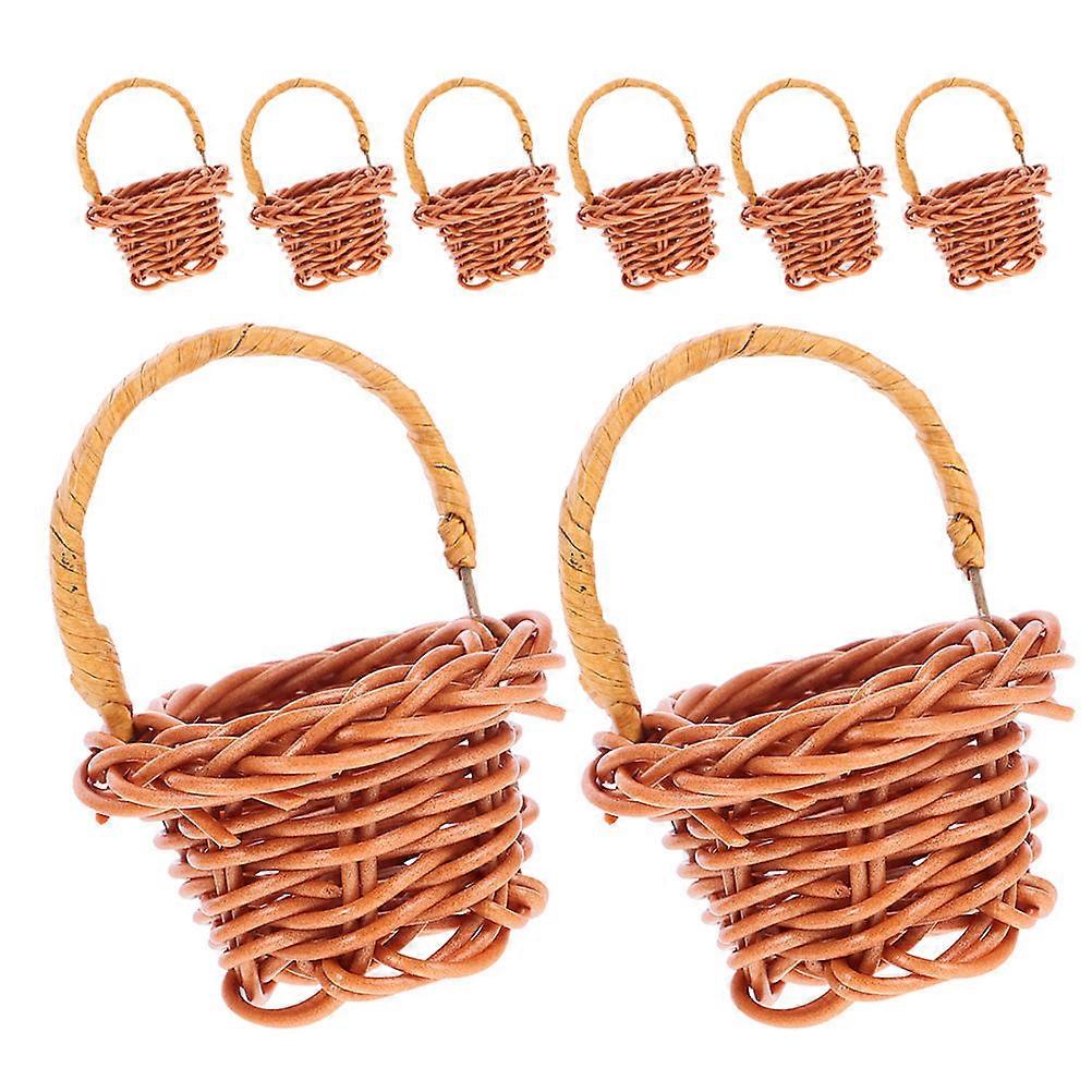 Small Woven Baskets Mini Handheld Rattan Storage For Home Decor 8Pcs