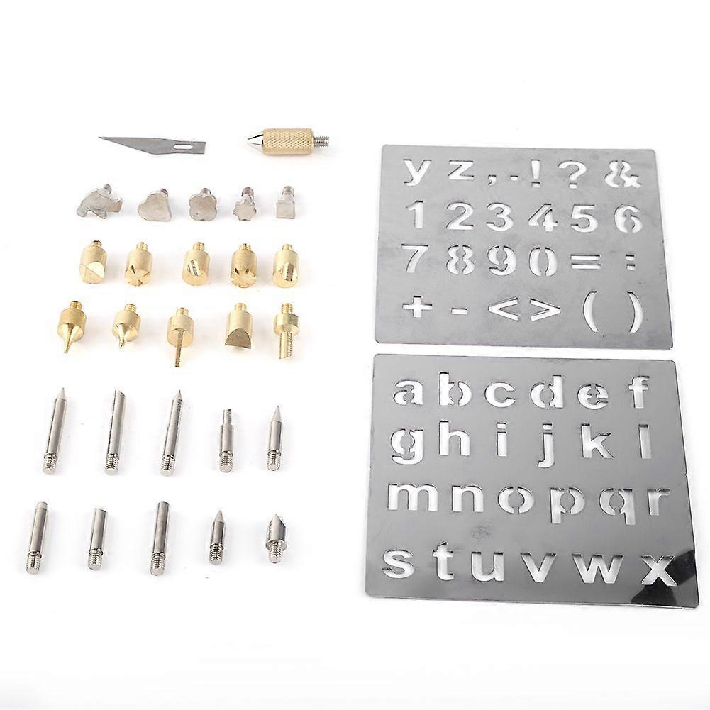 1 Set Pyrography Wood Working and Soldering Tips Alphabet Numbers Symbols Stencils
