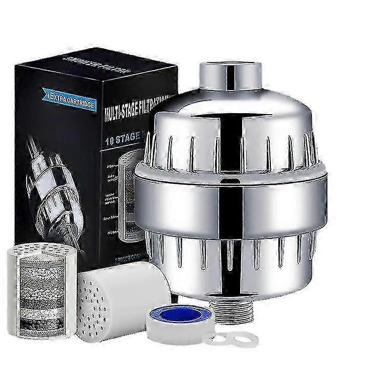 מסנן מקלחת 15 שלבים מסנן מים אוניברסלי למקלחת בעל תפוקה גבוהה עם 2 מחסניות הניתנות להחלפה כלור רב עוצמה מתכת כבדה כלורמין פלואוריד Re