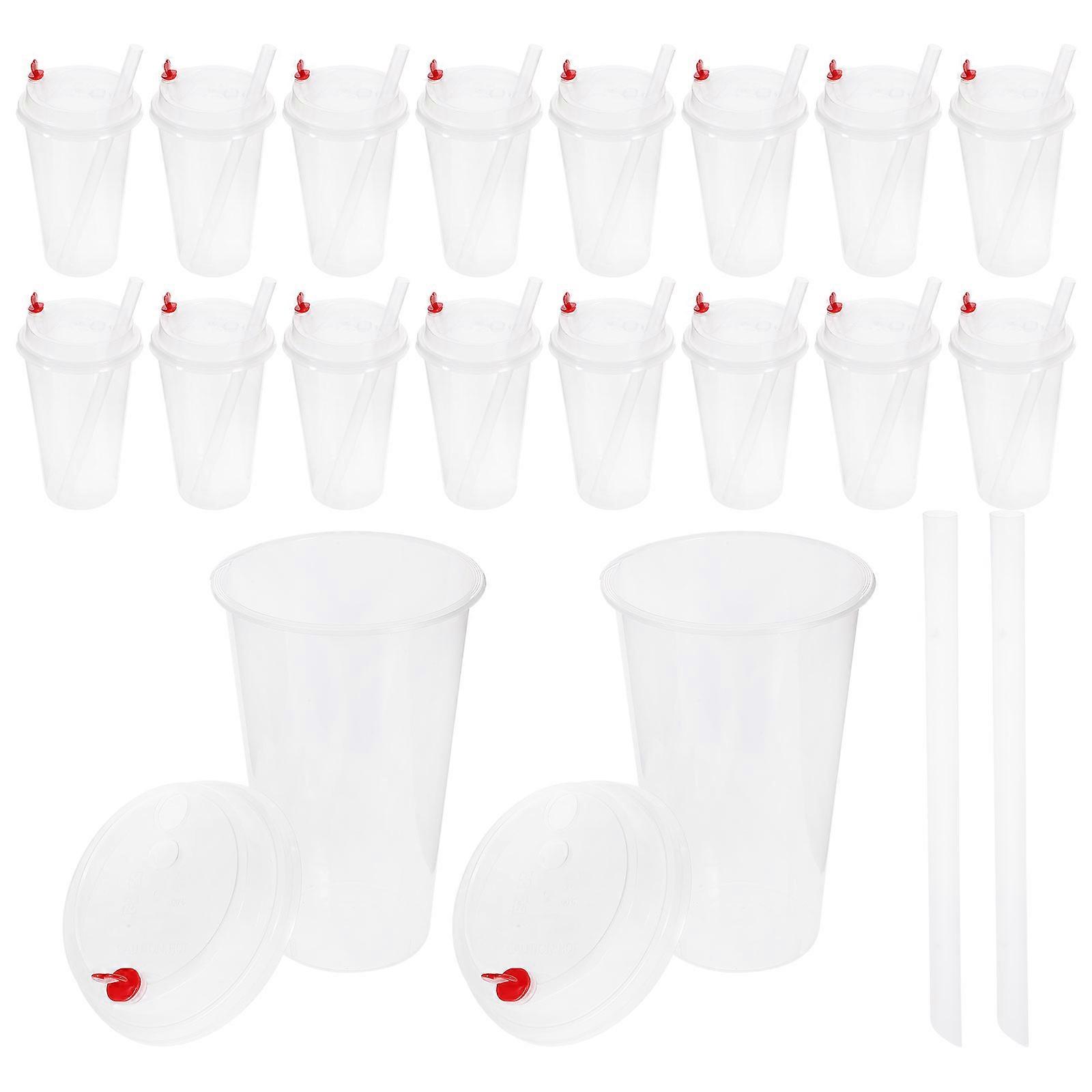 Round Plastic Cups With Lids Multipurpose Beverage Cups For General Users 500ml 25 Sets