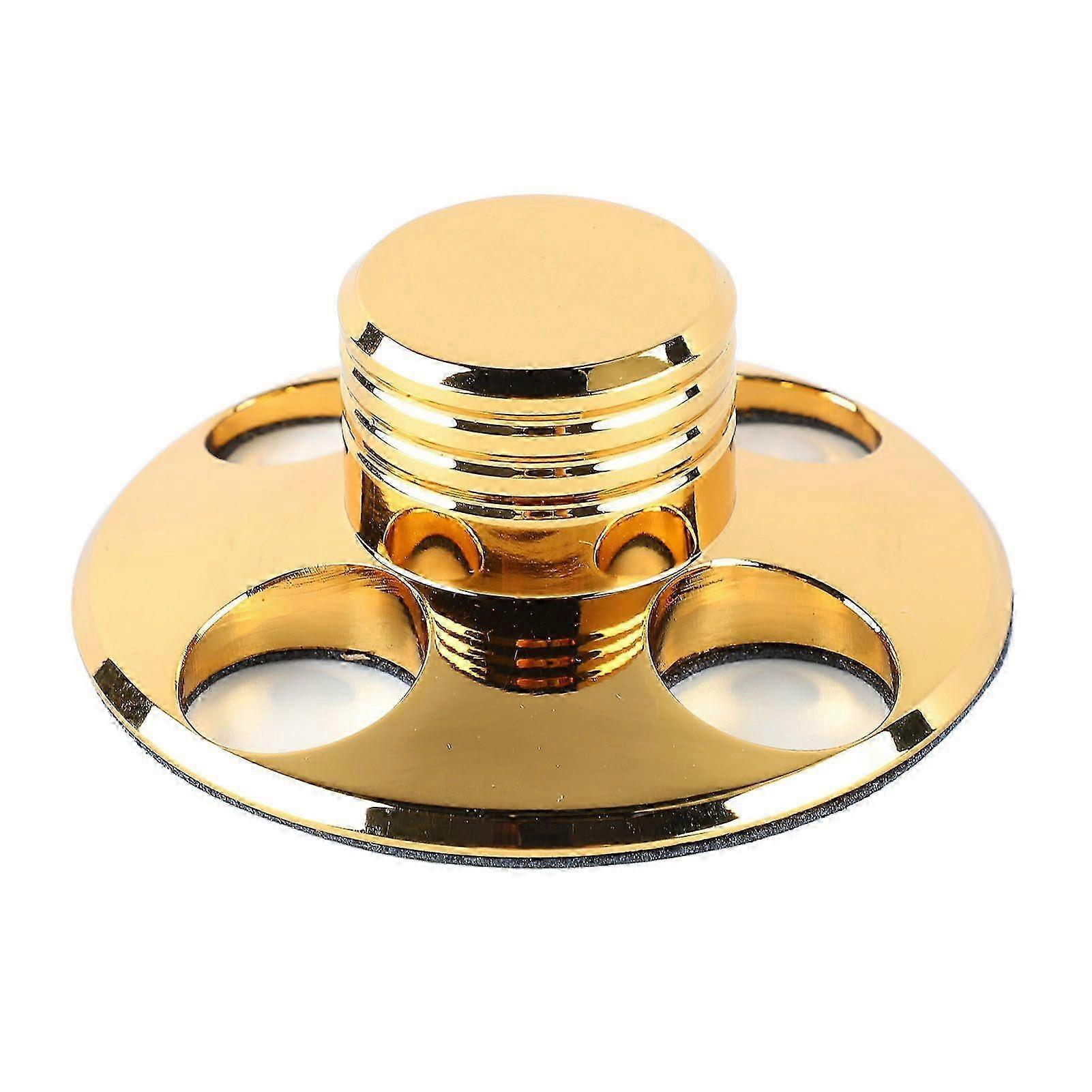 A Metal Record Weight Stabilizer and Turntable Level, a Replacement Vinyl Record Disc Clamp