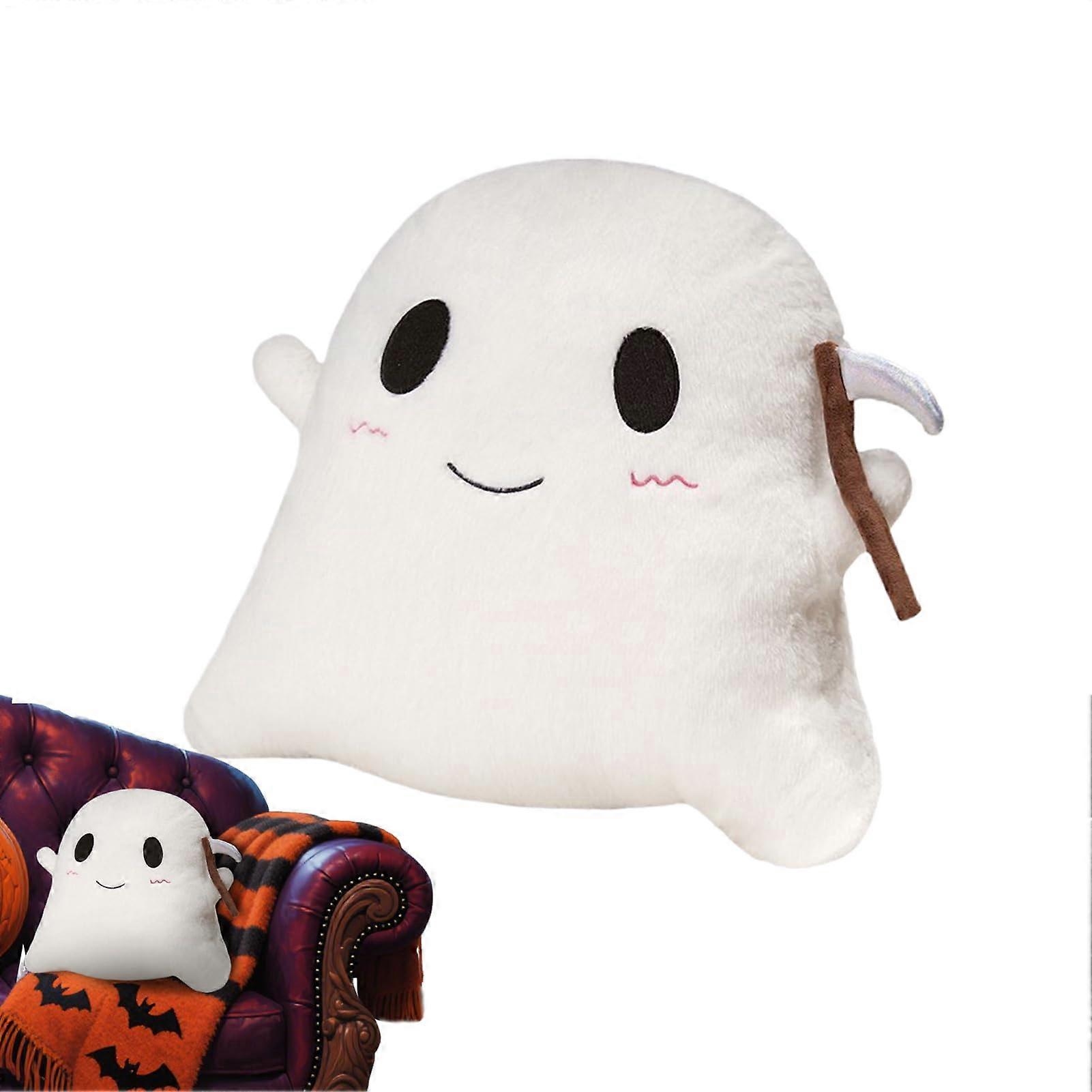 Ghost Shaped Pillow Plush Cushion For Sofa And Couch Gothic Halloween Decor Medium Size Soft Plush Fabric Mantel Decor