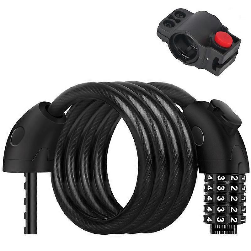 Bicycle Lock Cable, 5 Digit Bicycle Combination Lock Universal Cable Lock, Black