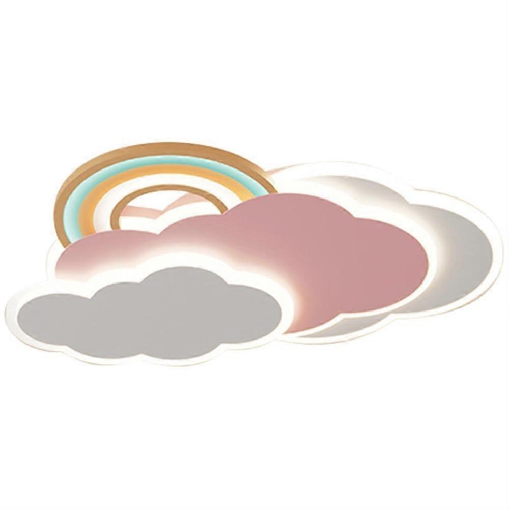 Ceiling Lighting Pink LED ThreeColor Dimming Ceiling Mount Lamp With Rainbow Clouds For Kids Bedroom Modern Minimalist