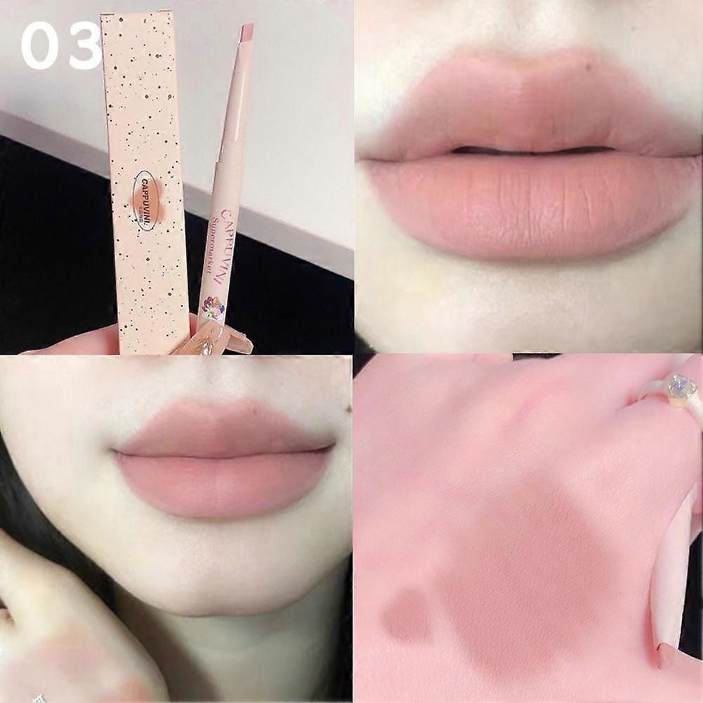Automatic Rotating Matte Lip Liner Waterproof Long-Lasting Lipstick With Precision Brush For Defined Full Lips