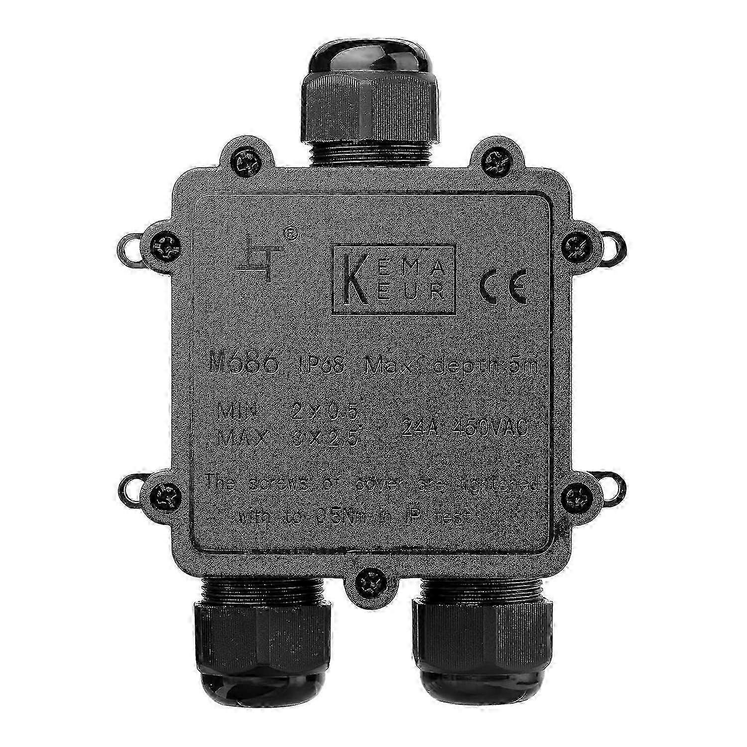 IP68 Junction Box, 3 Road Plug Line M25 Wire External Electrical Junction Box