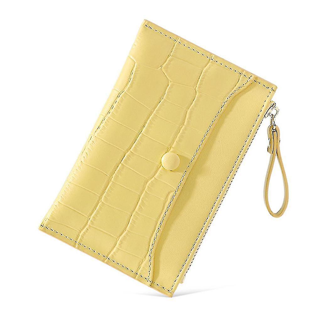 Hair Combs Ultra-thin Multi-card Slot Pu Card Bag Short Ladies Coin Purse Yellow