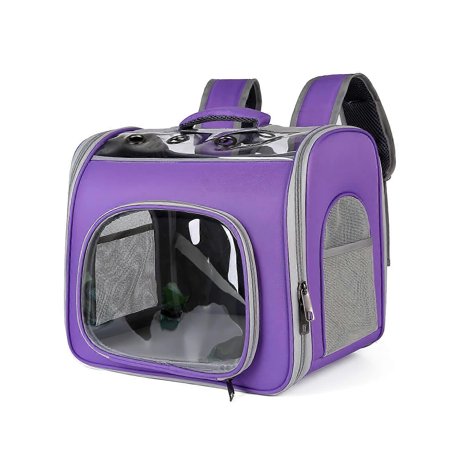 Cat Backpack, Breathable Front Opening, Foldable Pet Backpack With Mesh Window, For Hiking Walking Travel Purple