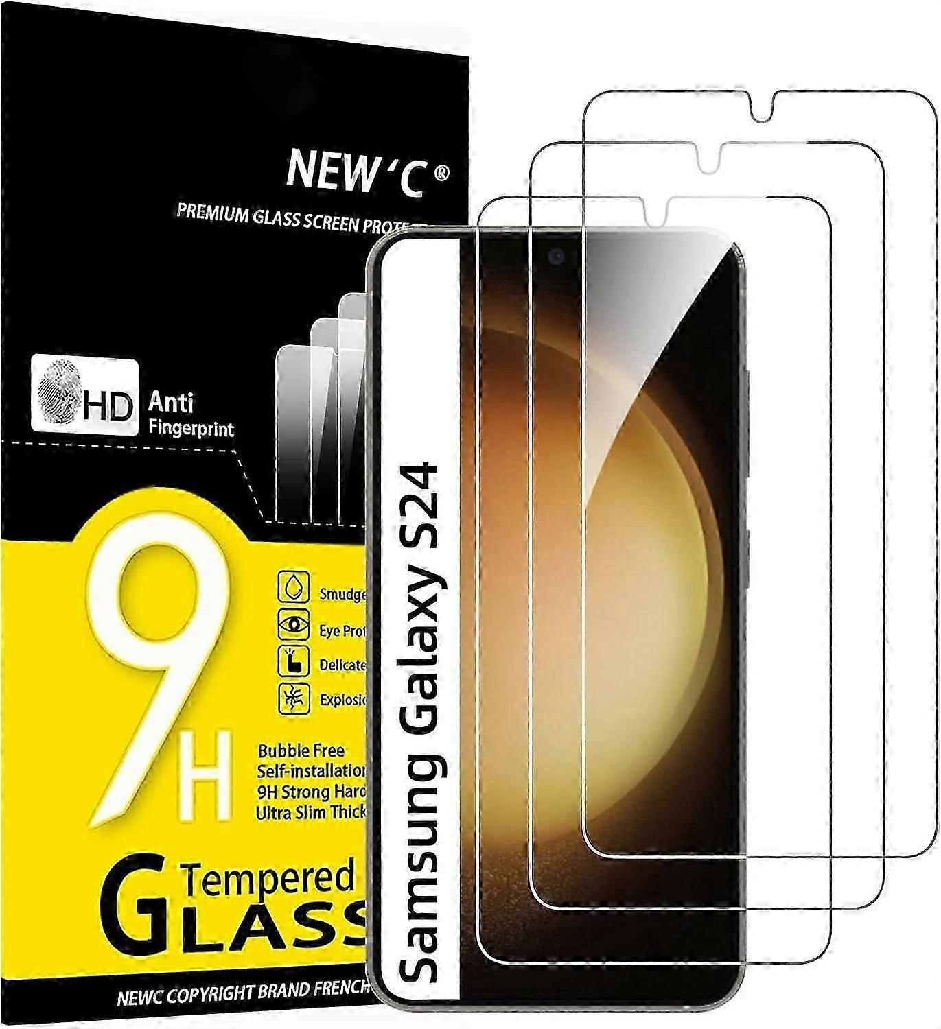 3 Pack Designed for Samsung Galaxy S24 Screen Protector Tempered Glass,(NON Compatible with S24 Plus, S24 Ultra), Case Friendly Ultra Resistant