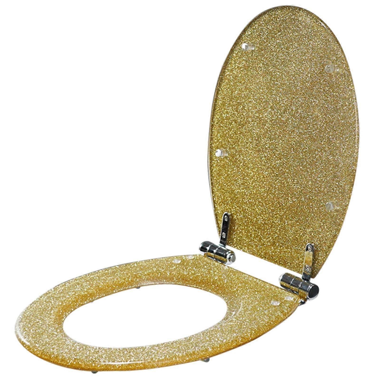 Glitter Toilet Seat Oval Shape Universal Fit SoftClose QuickRelease Hinges Adjustable For Easy Installation