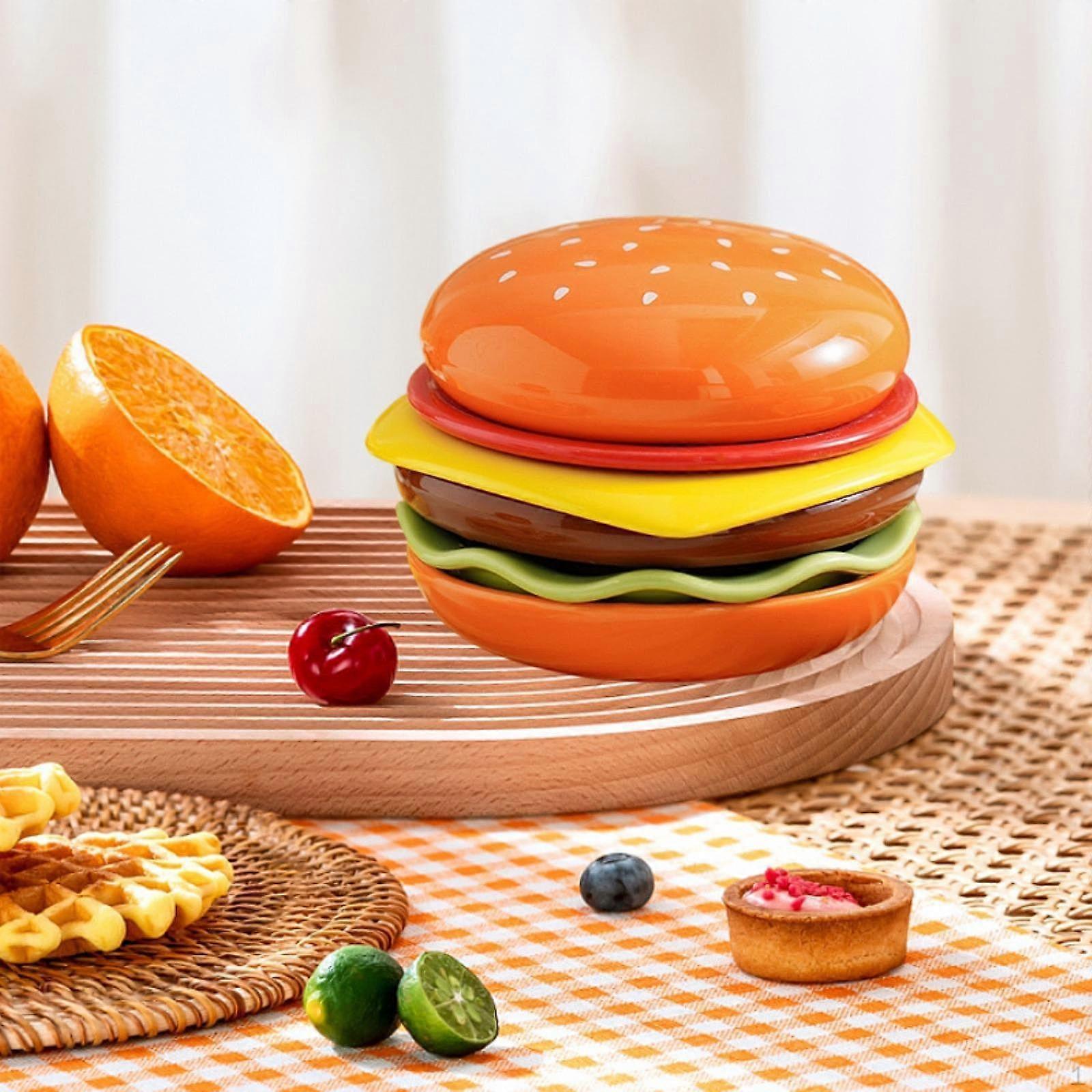 Hamburger Plate Set Plates and Bowls Ceramic Dinnerware Tableware for Housewarming