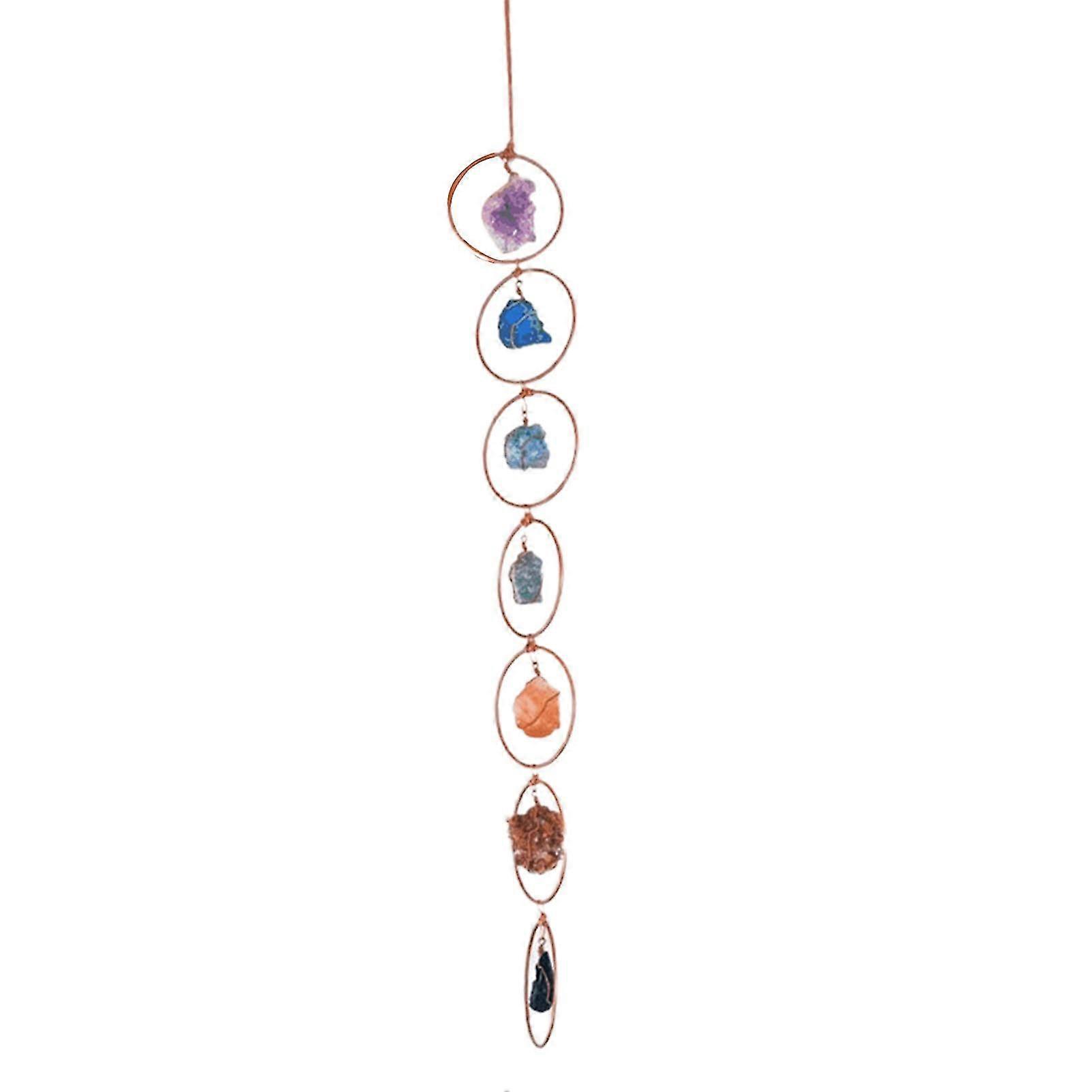 7 Chakra Wall Hanging with Raw Crystal Gemstones