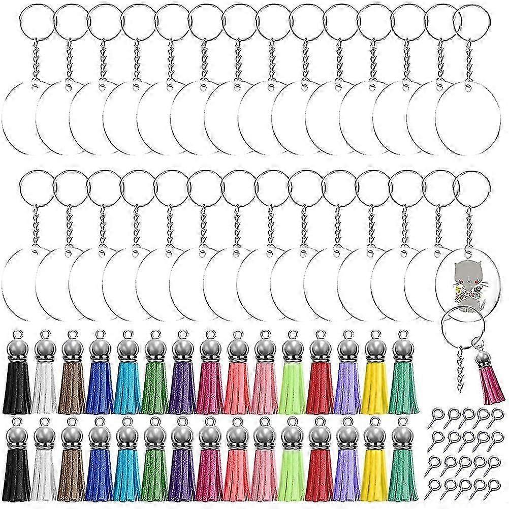Tassel keychains, pendants and accessories, DIY keychain set, multicolor, 5x5cm, 1 set[D] Multicolor