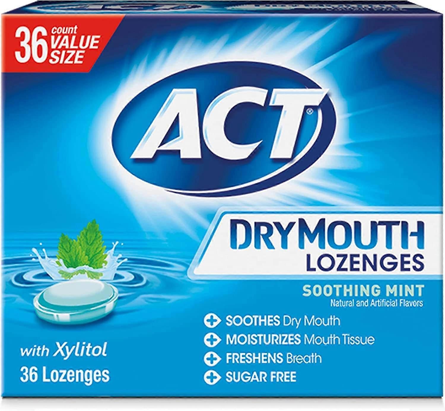 Act Total Care Dry Mouth Lozenges, Mint, 36 Ea