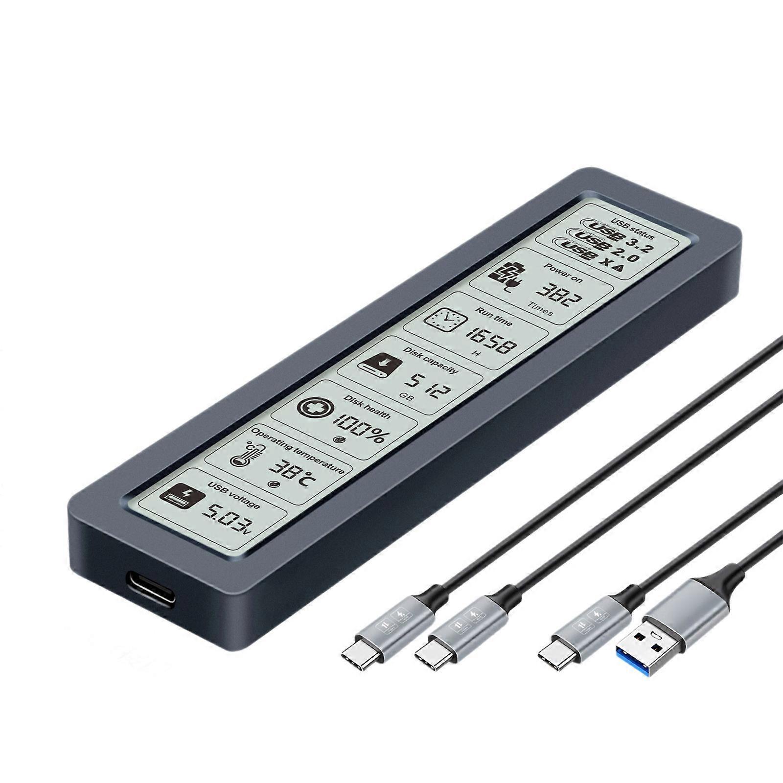 USB C 10Gbps SSDs Enclosure With Temperature Health Monitor Toolless Installation Aluminum ABS Housing For PC Mobile Devices Multicolor