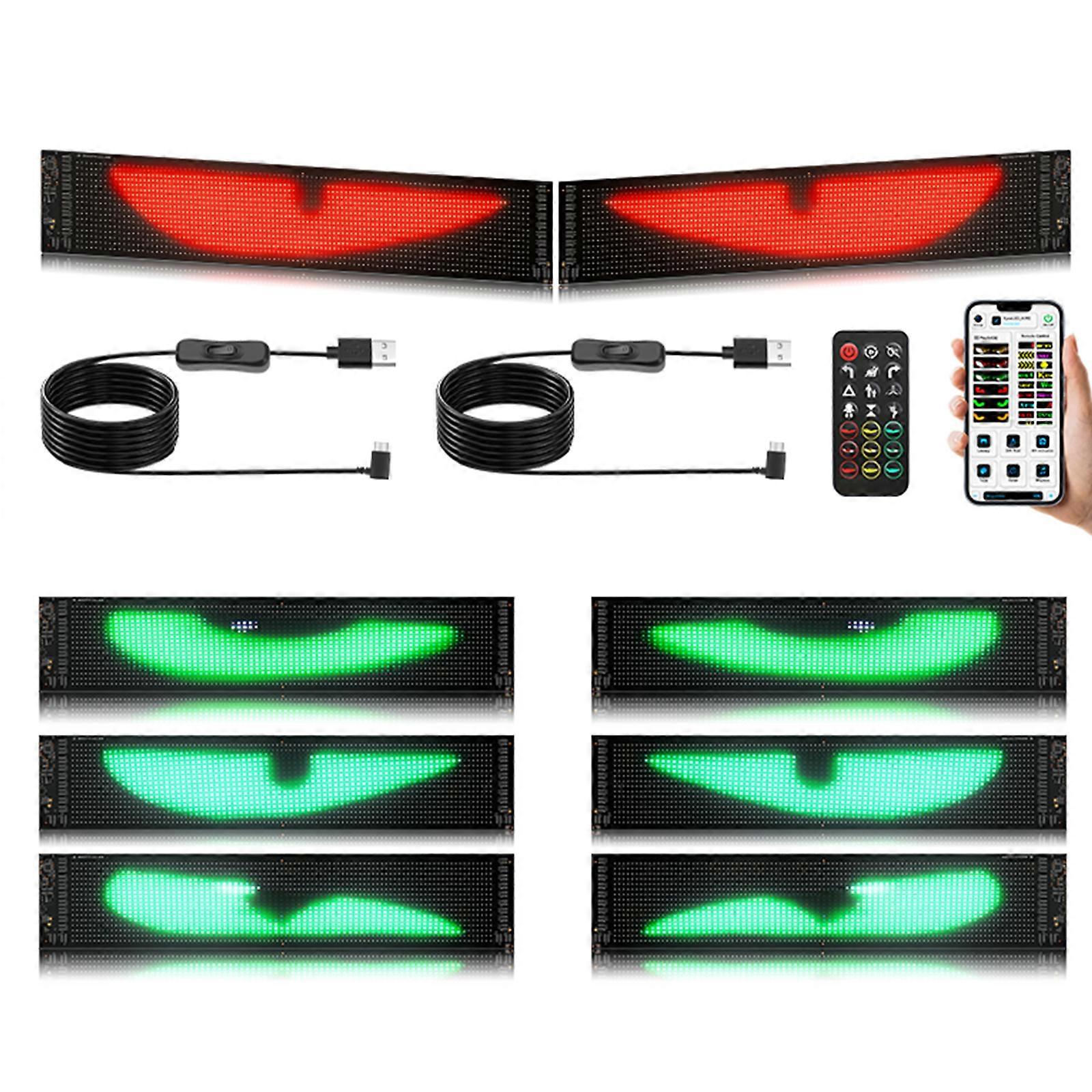 Double Screen USB Car LED Display Flexible Vehicle Advertising Panel With Dynamic Effects For Auto Interior Promotion Multicolor