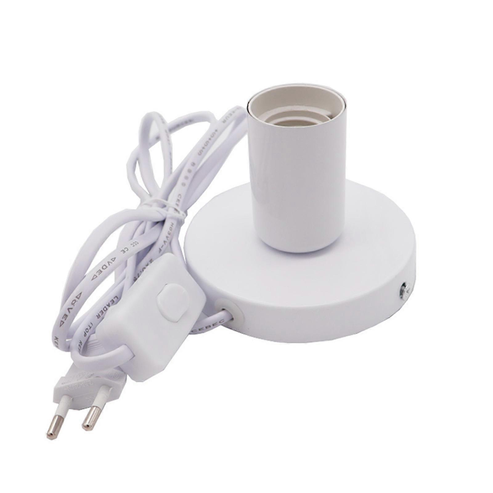 Metal Desktop Lamp Base Holder E27 Light Socket With 1.8m Power Cord Table Lamp Holder Pendant Bulb Socket Easy to Use  White