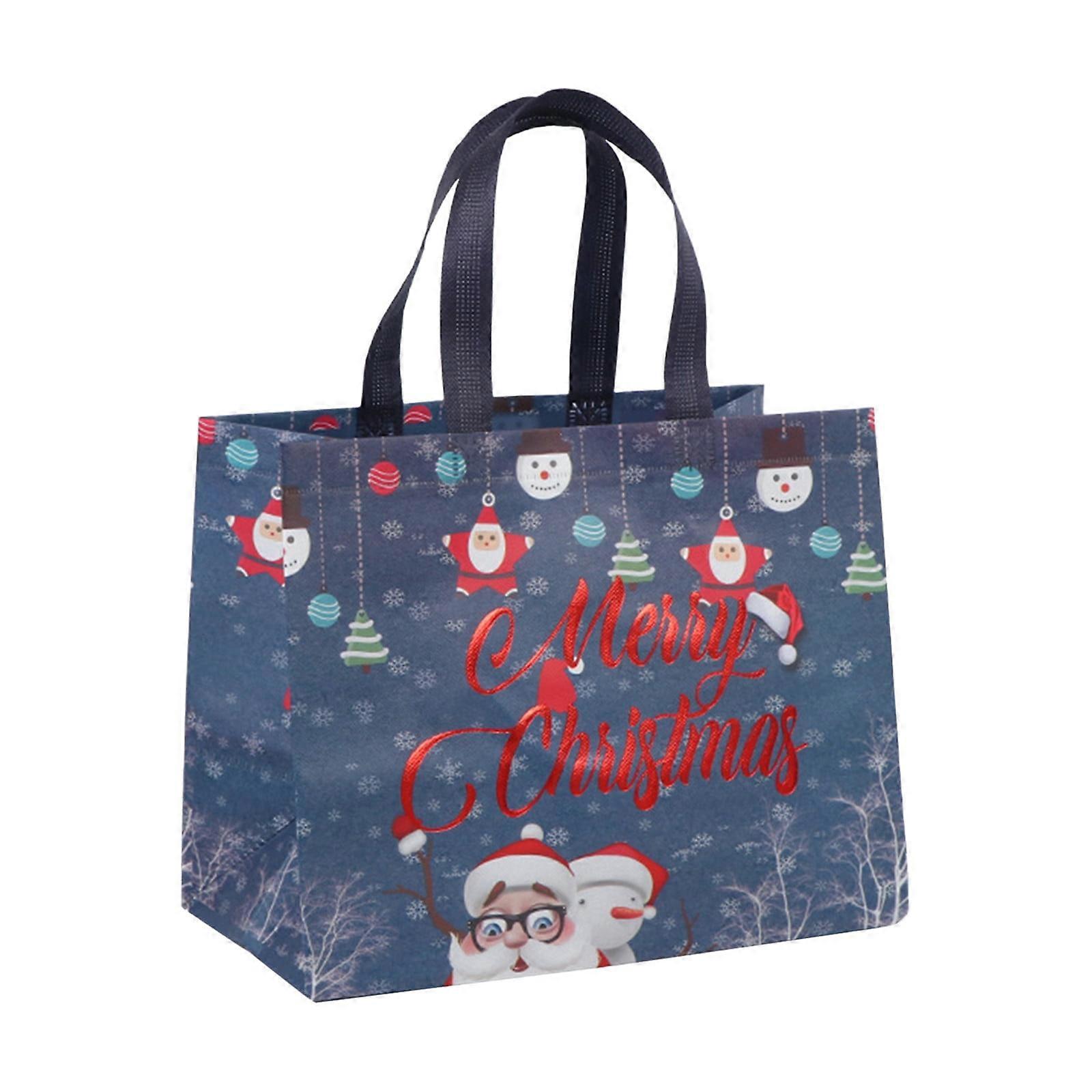 Julegaveposer, bærbare sammenleggbare gaveinnpakningsposer, belagte ikke-vevde poser D