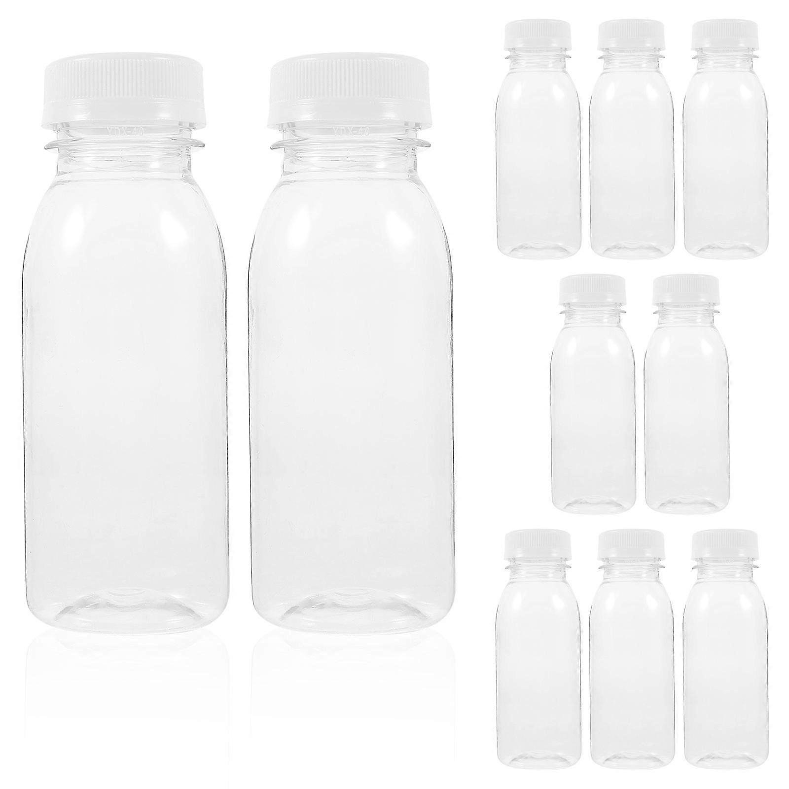 10Pcs 200ML Transparent Plastic Milk Storage Bottles Beverage Drinking Bottles