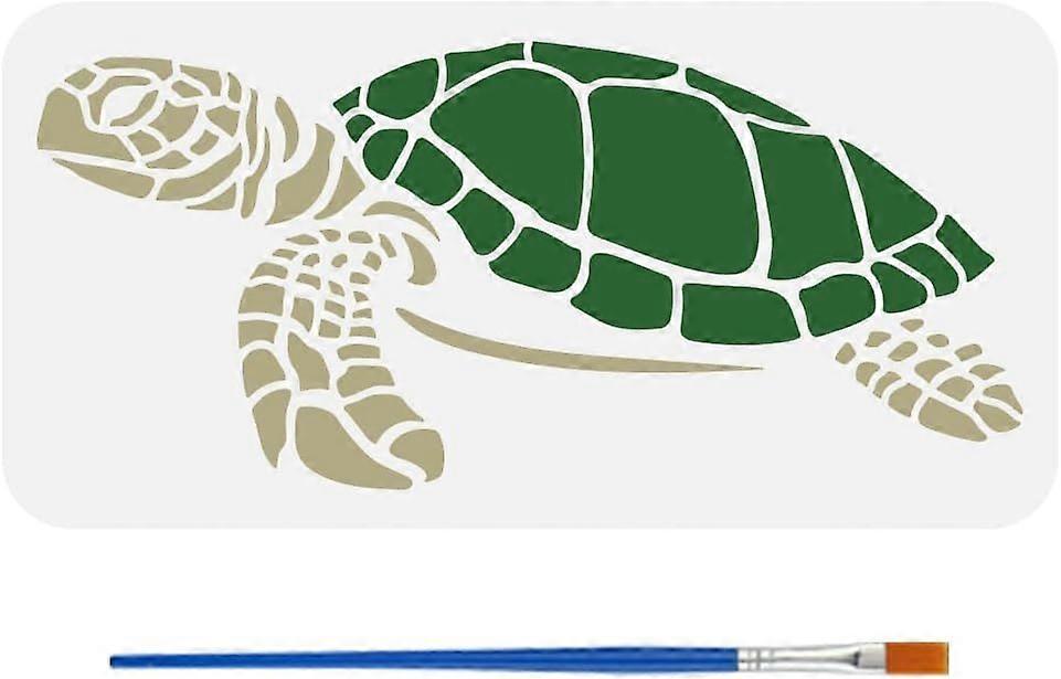 Side Turtle Stencil with Brush 5.9x11.8inch Turtle Pattern Template Plastic PET Animal Turtle Stencil Animal Theme Template Ocean Animal Turtle Stenci