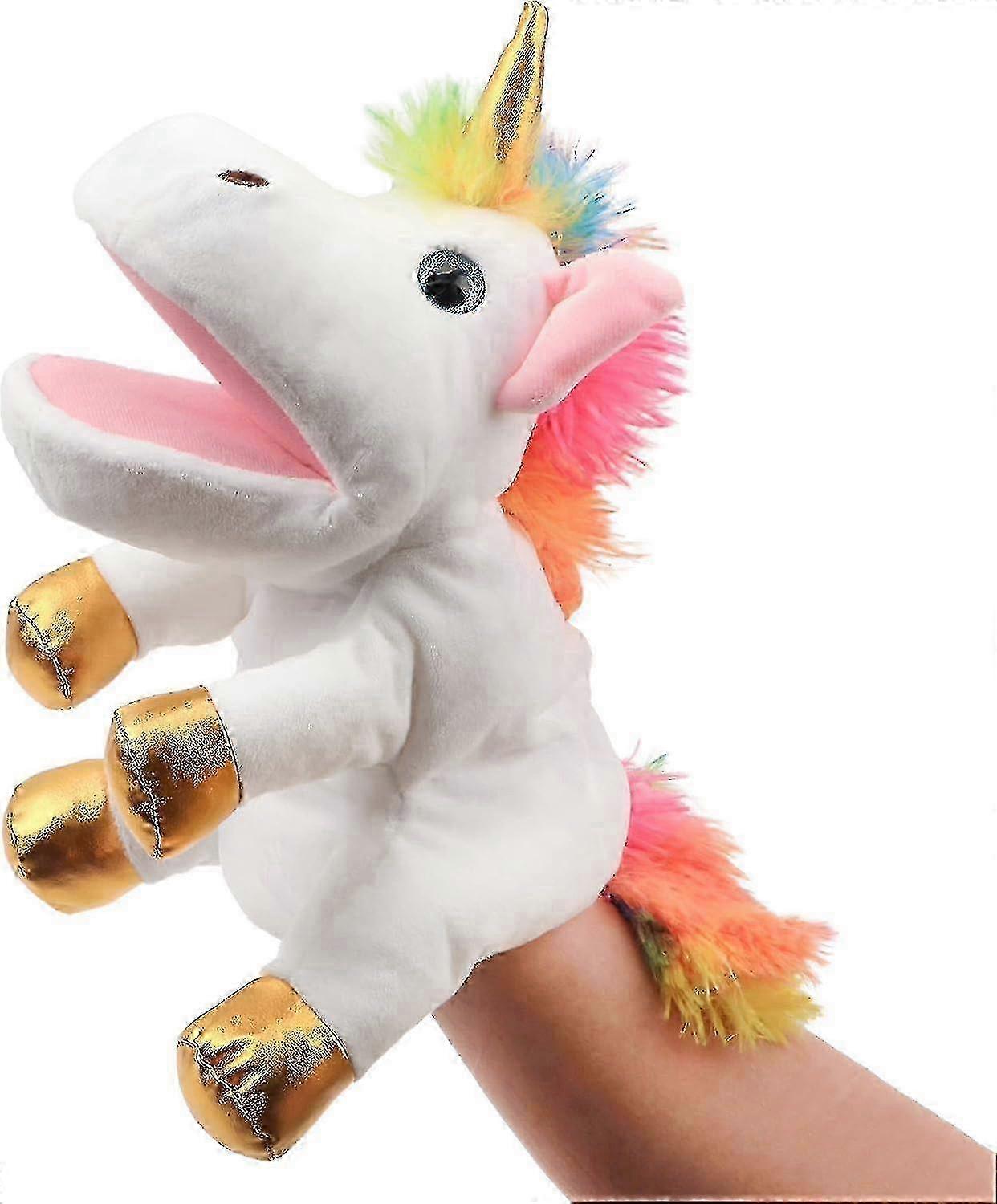 w Plush Unicorn Hand Puppet with Open Movable Mouth for Imaginative Play, Role Play, Interactive Toy for Storytelling Teaching Puppet Theater, Bir