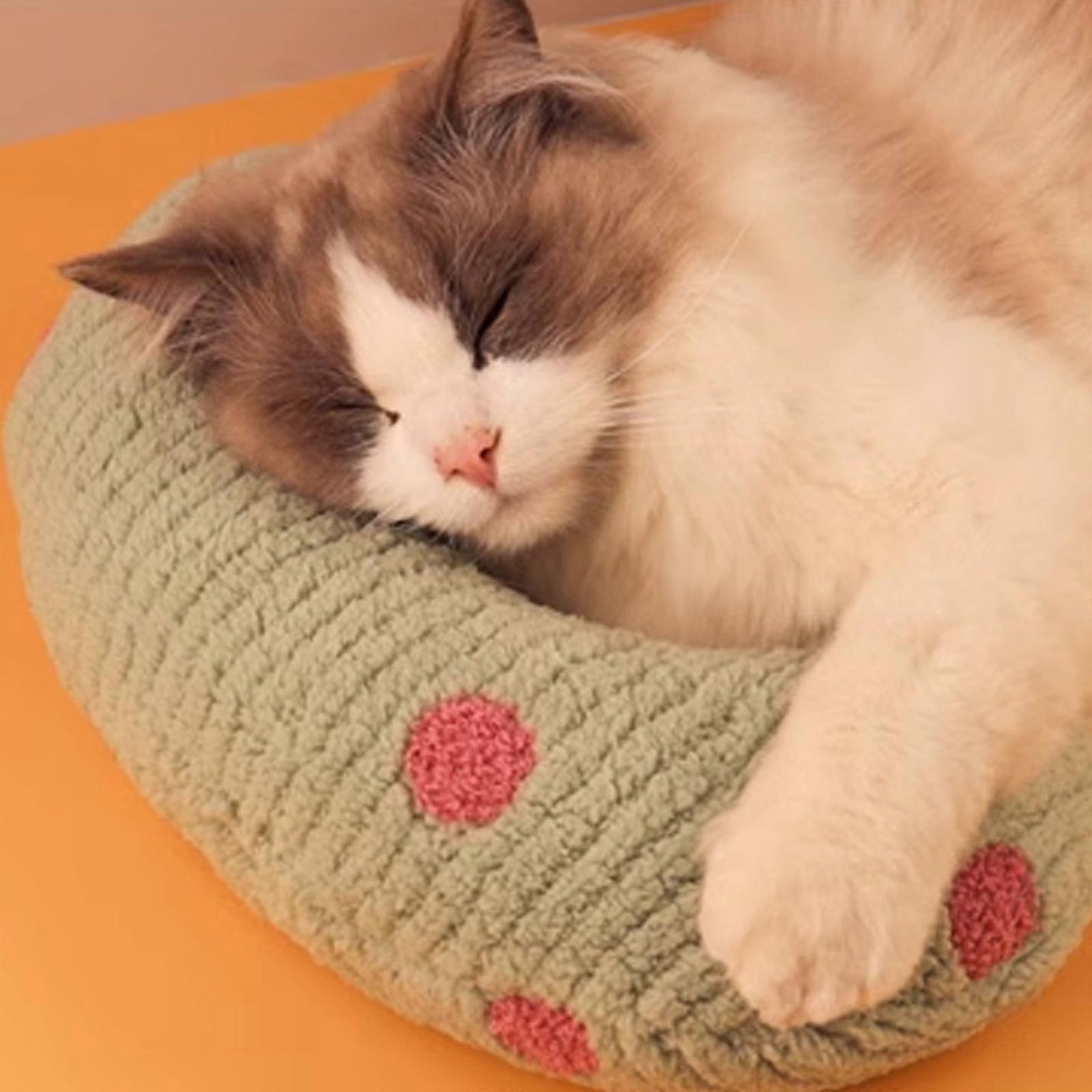 Fair Little Pillow for Cats, Ultra Soft Fluffy Pet Calming Toy Half Donut Cuddler for Joint Relief Sleeping Improve Machine Washable