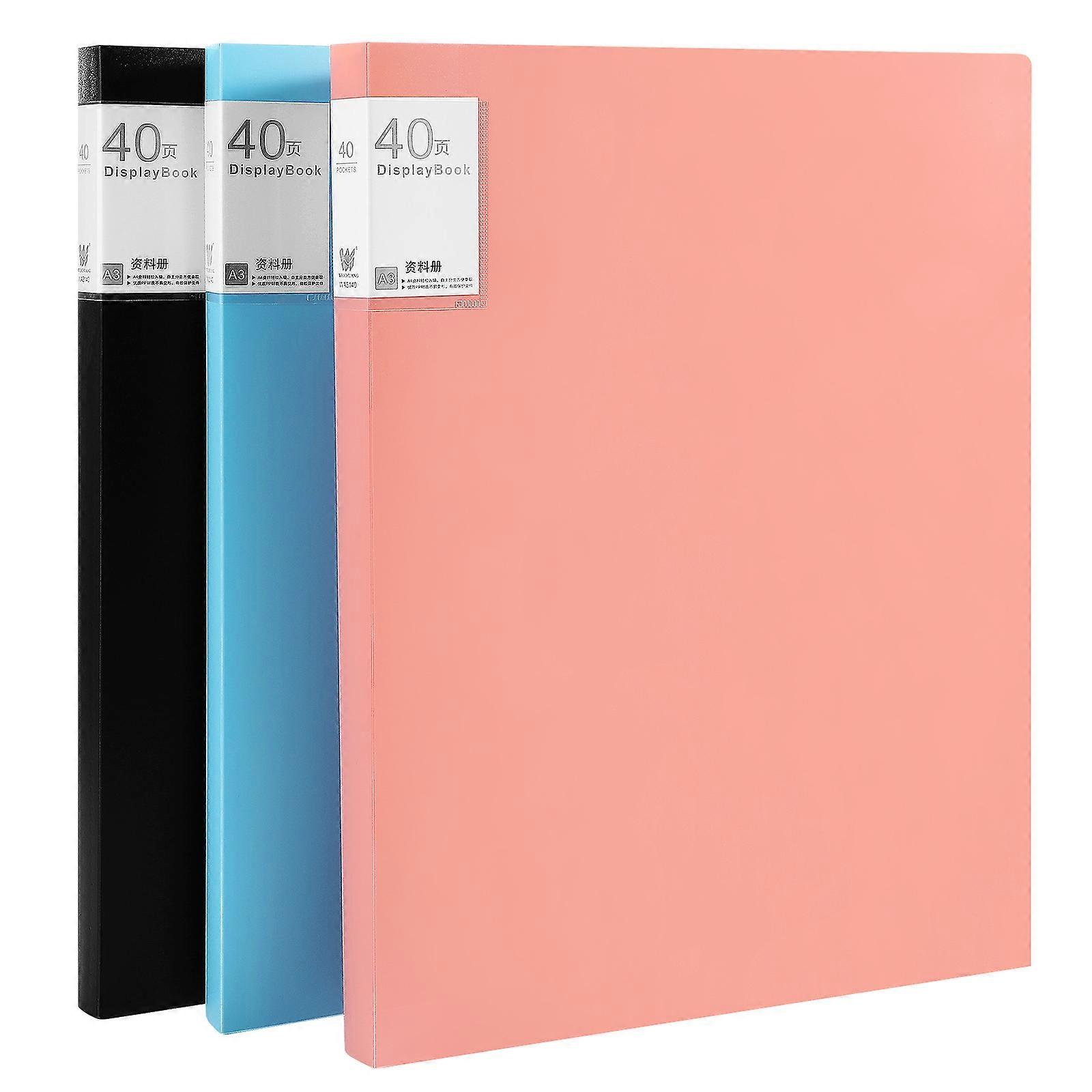 Portfolio Binder for Protecting File with Plastic Sleeves 3Pcs Office Organizer