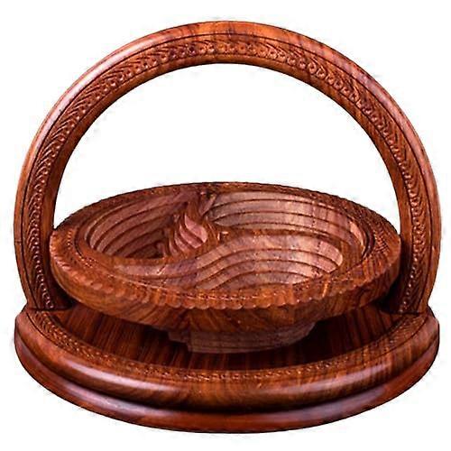 Handmade Walnut Collapsible Wooden Fruit Basket, Foldable Rustic Kitchen Counter Storage Organizer