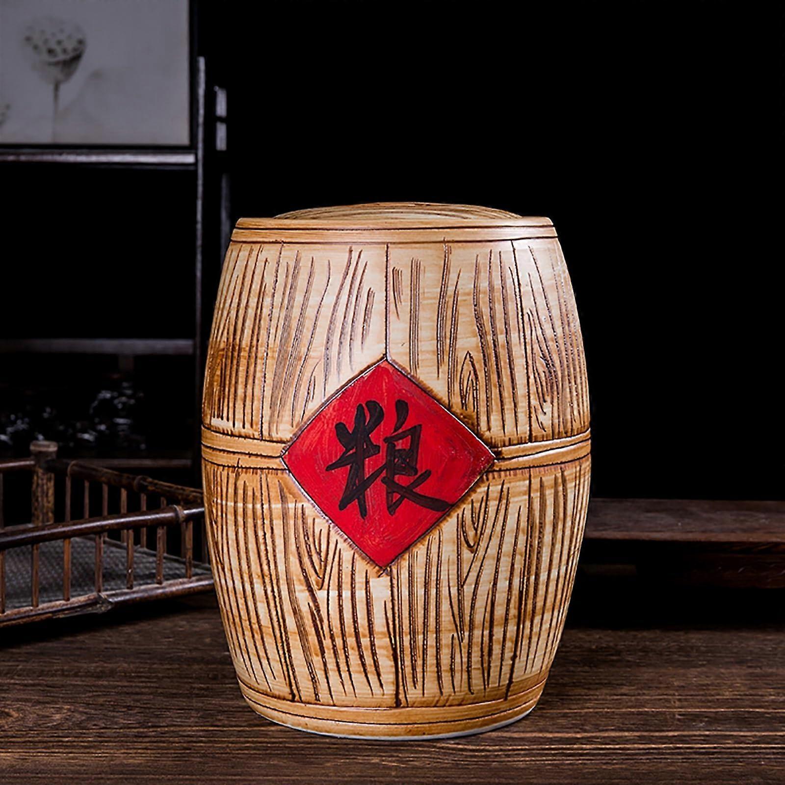 Large Capacity Ceramic Rice Storage Container with Lid, Airtight Grain Dispenser 5kg