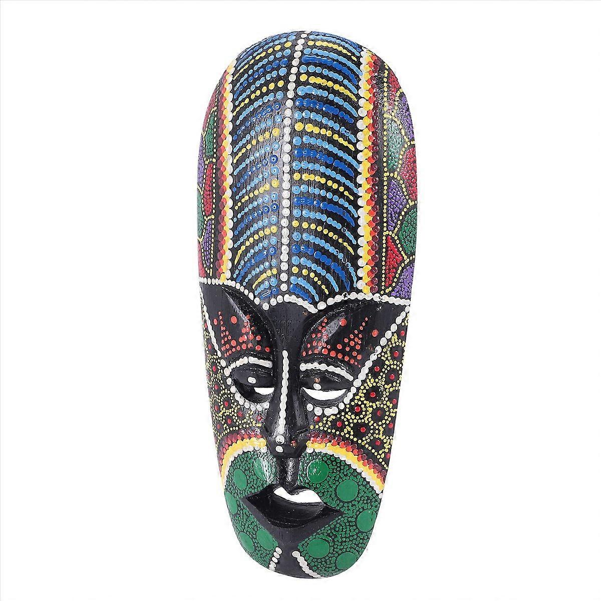 Mask Wall Hanging Solid Wood Carving Painted Wall Decor A