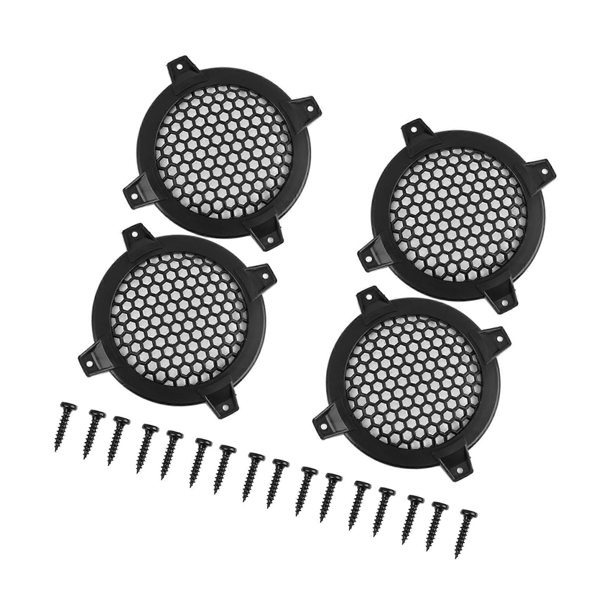 4pcs 4 Inch Car Speaker Grill Cover with Screws, Round Subwoofer Mesh Protector, Universal Fit