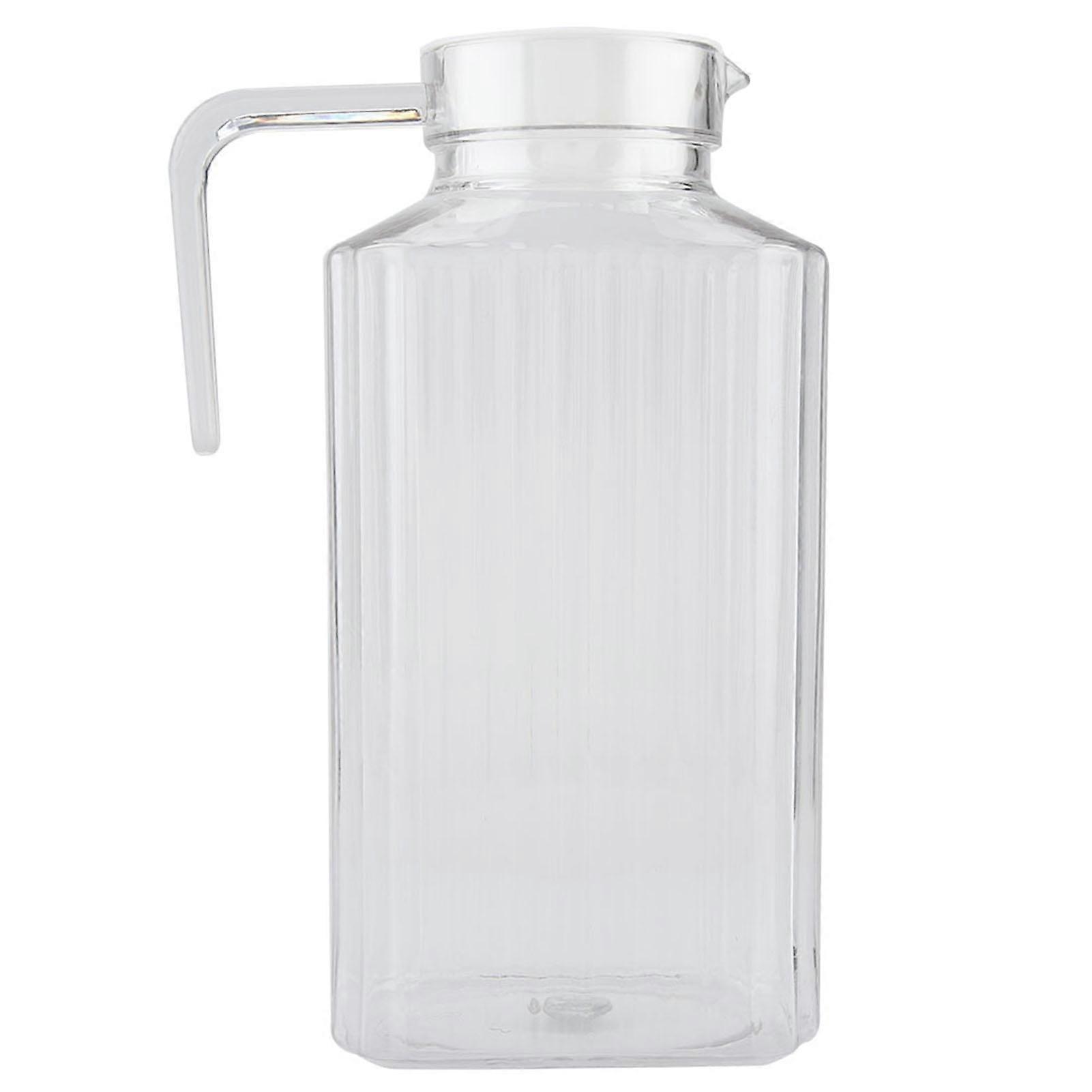 Dingln Juice Jug with Lid,1800ml Acrylic Transparent Juice Bottle Striped Water Ice Cold Juice Jug with Lid Compatible with Bar Home
