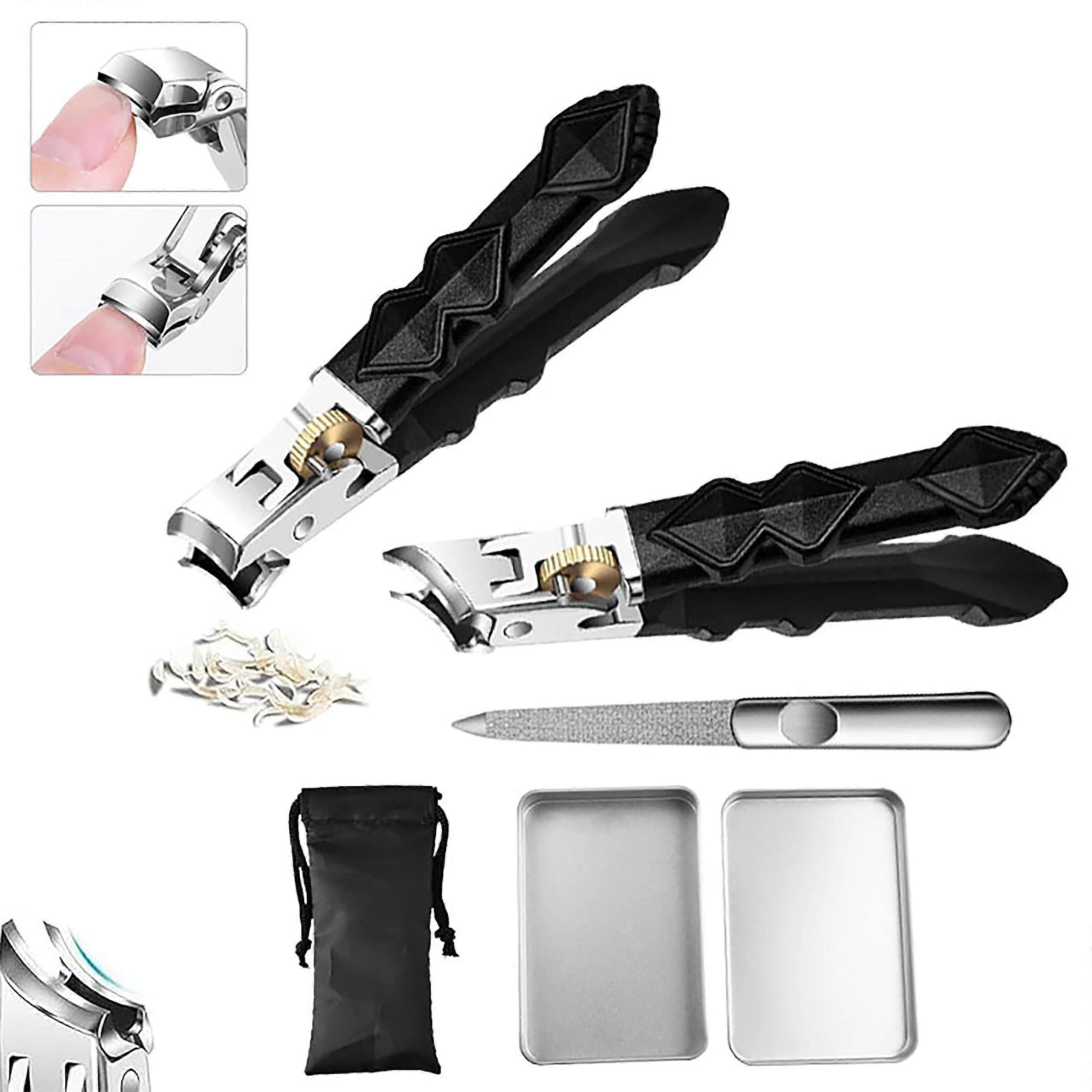 Toenail Clippers for Thick Nails with 180° Rotating Head, Wide Jaw, Dual Blade, SplashProof Design