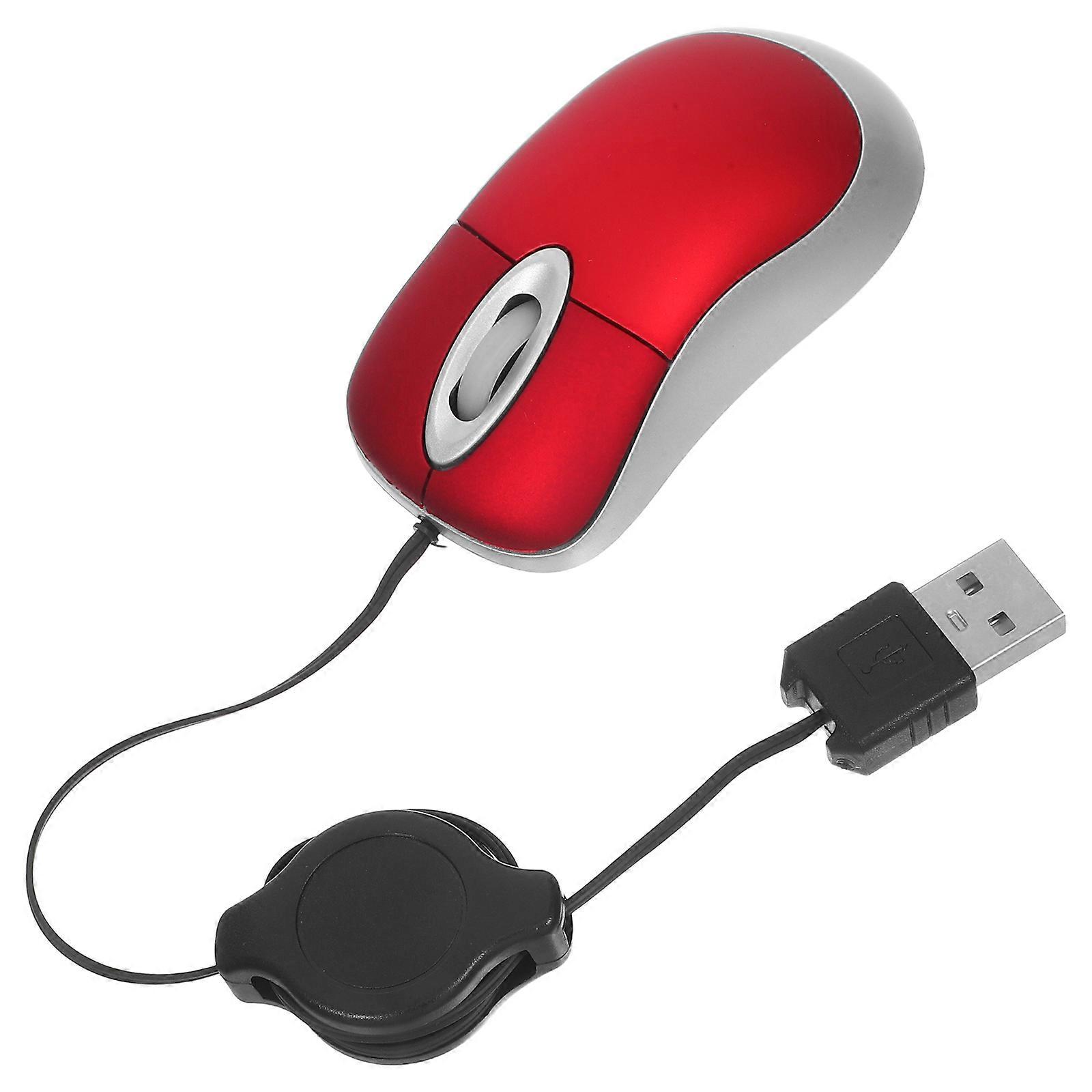 Mini USB Telescopic Mouse for Computer Use 3Pcs Red Portable Notebook Mouse