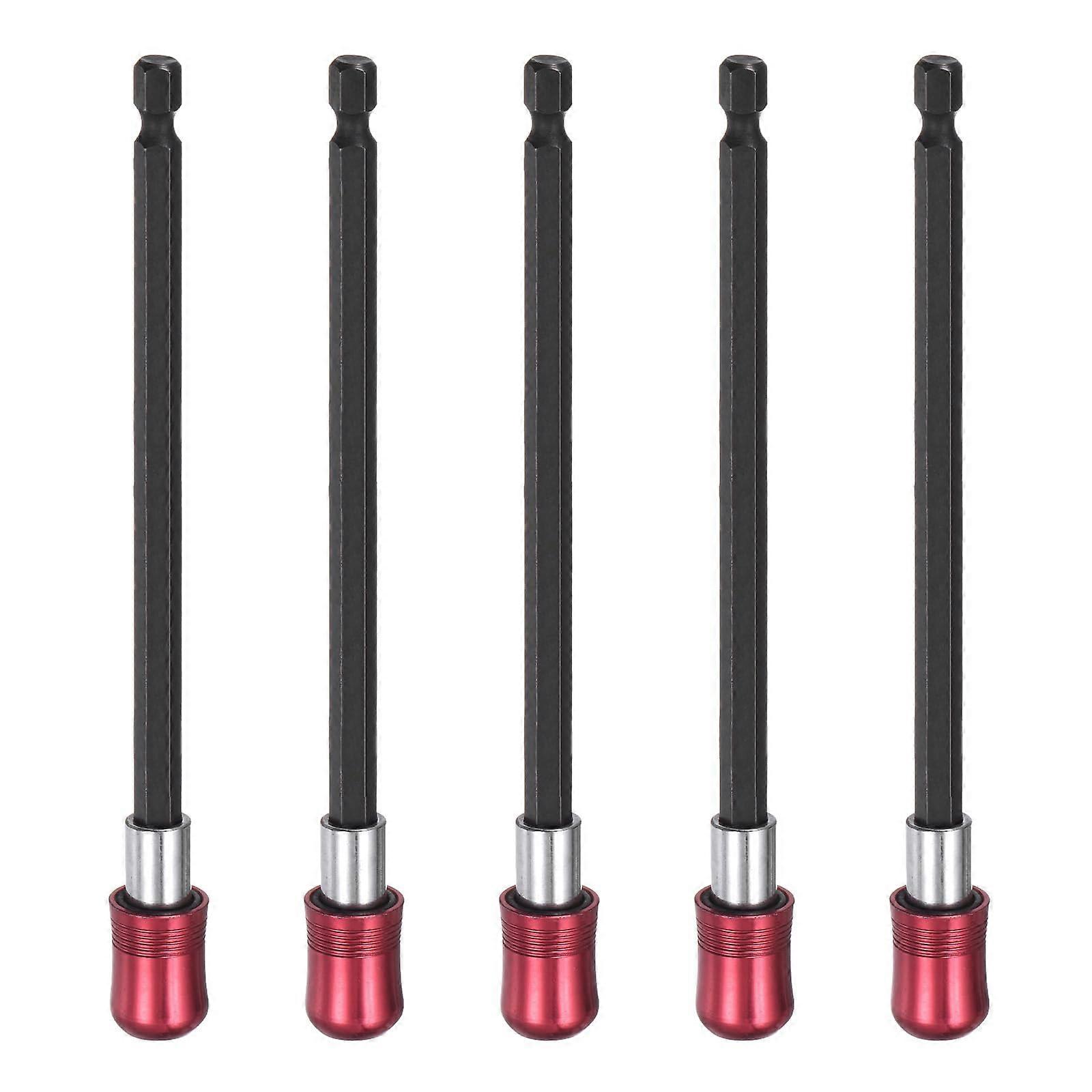 5 Pack 150mm Magnetic Screwdriver Bit Holder Extension with Quick Release 1/4 Inch Hex Shank, Red