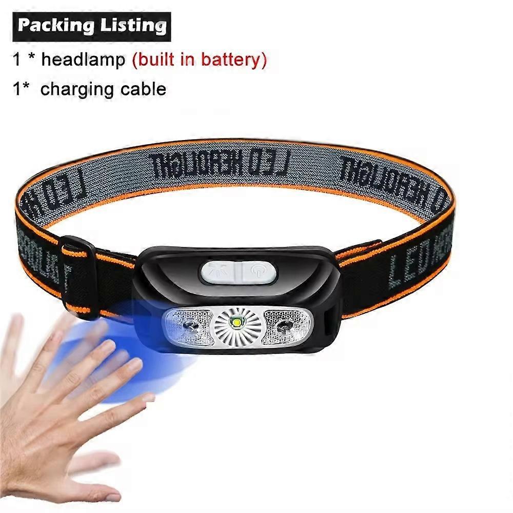 1~4Pack Headlamp LED Sensor Flashlight USB Rechargeable XPE+COB Torch Camping Waterproof Headlight For Fishing Lantern