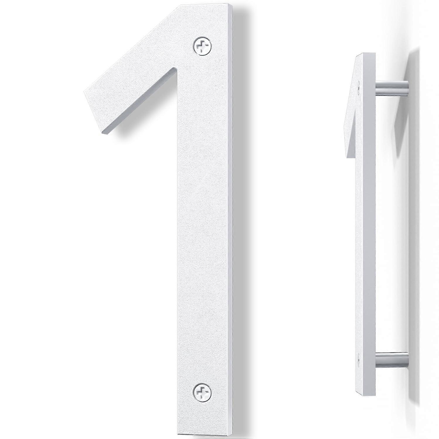 10 Inch White House Numbers for Outdoor, Large Modern Floating Address Number 1, Weatherproof ABS