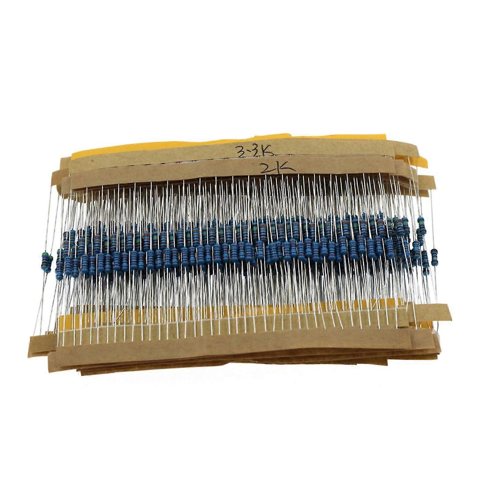600pcs 1/4w 1% Resistor Assortment High Precision Multiple Wide Application Various Values Resistor Assortment For Experiments