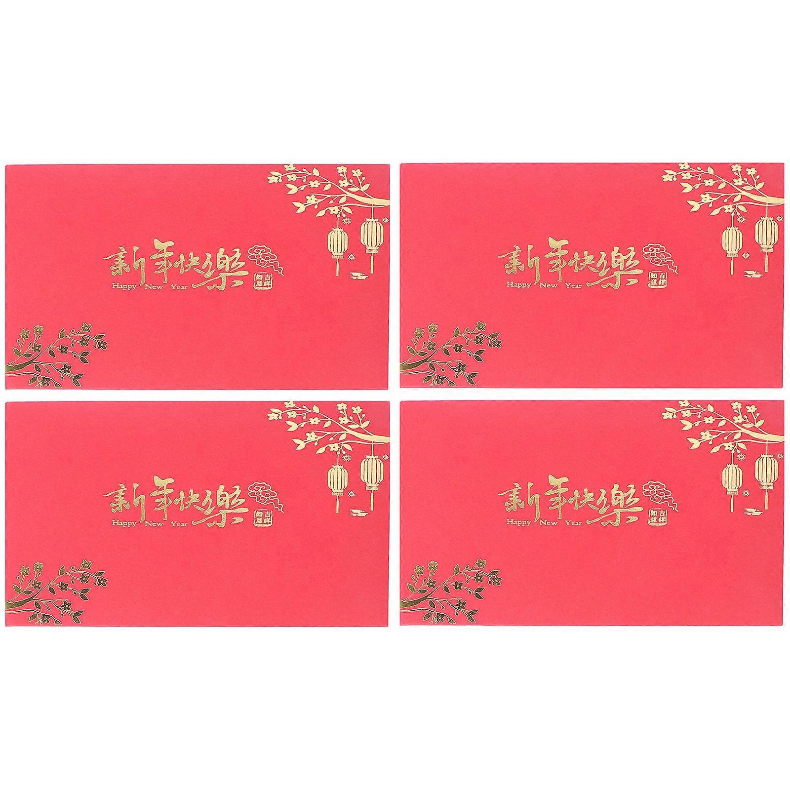 Spring Festival Blessing Red Paper for 4Pcs Set