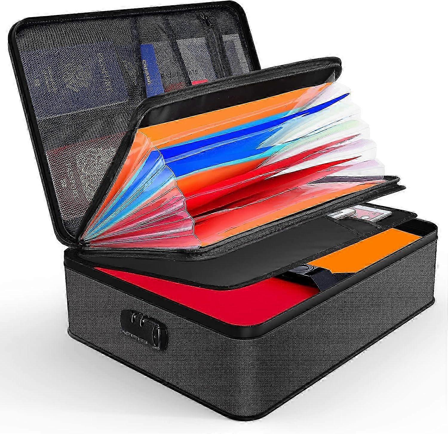 2025 Fireproof with Lock Storage Box with 7 Compartments File Organizer