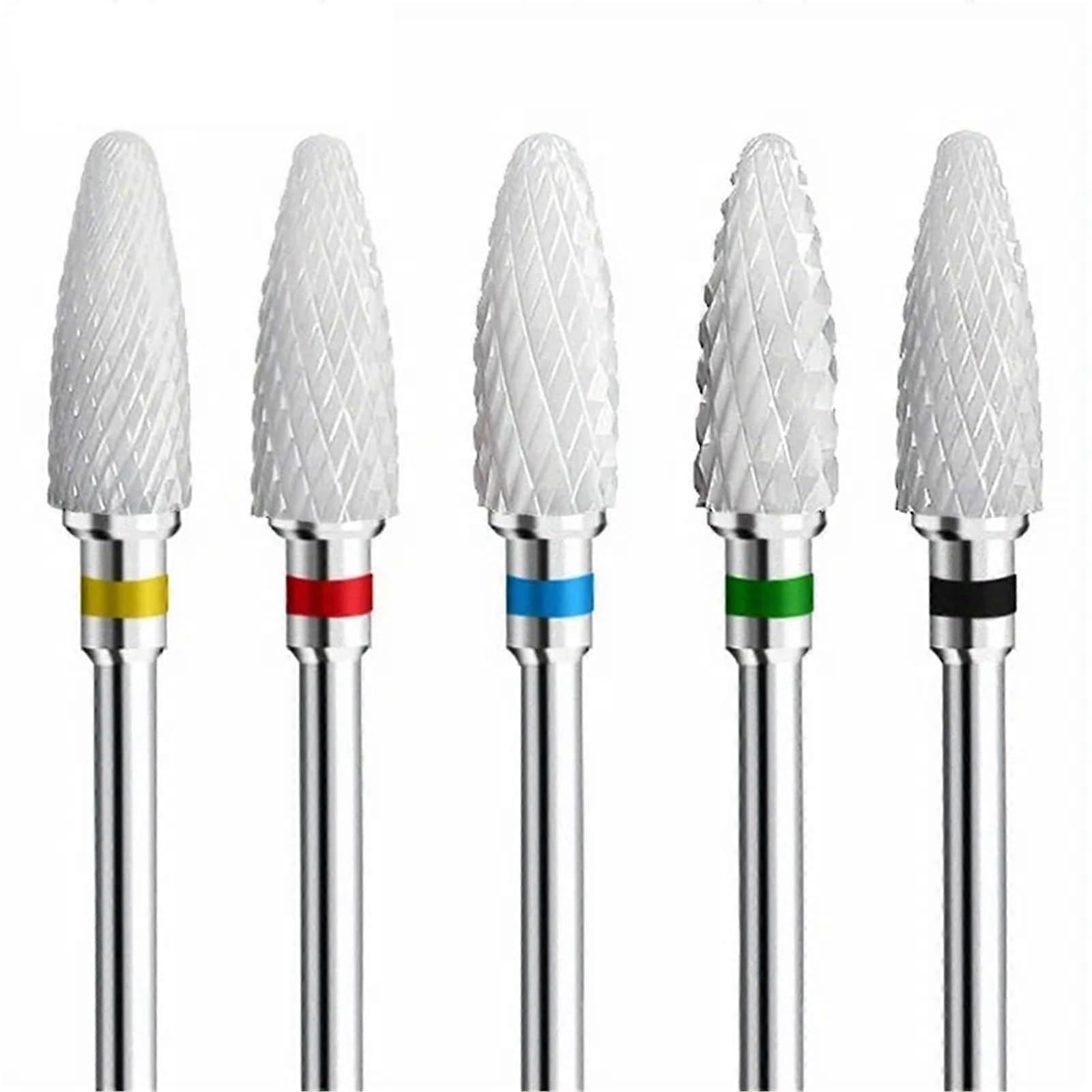 5PCS Professional Ceramic Nail Drill Bits Set for Acrylic Nails Shaping and Cuticle Smoothing
