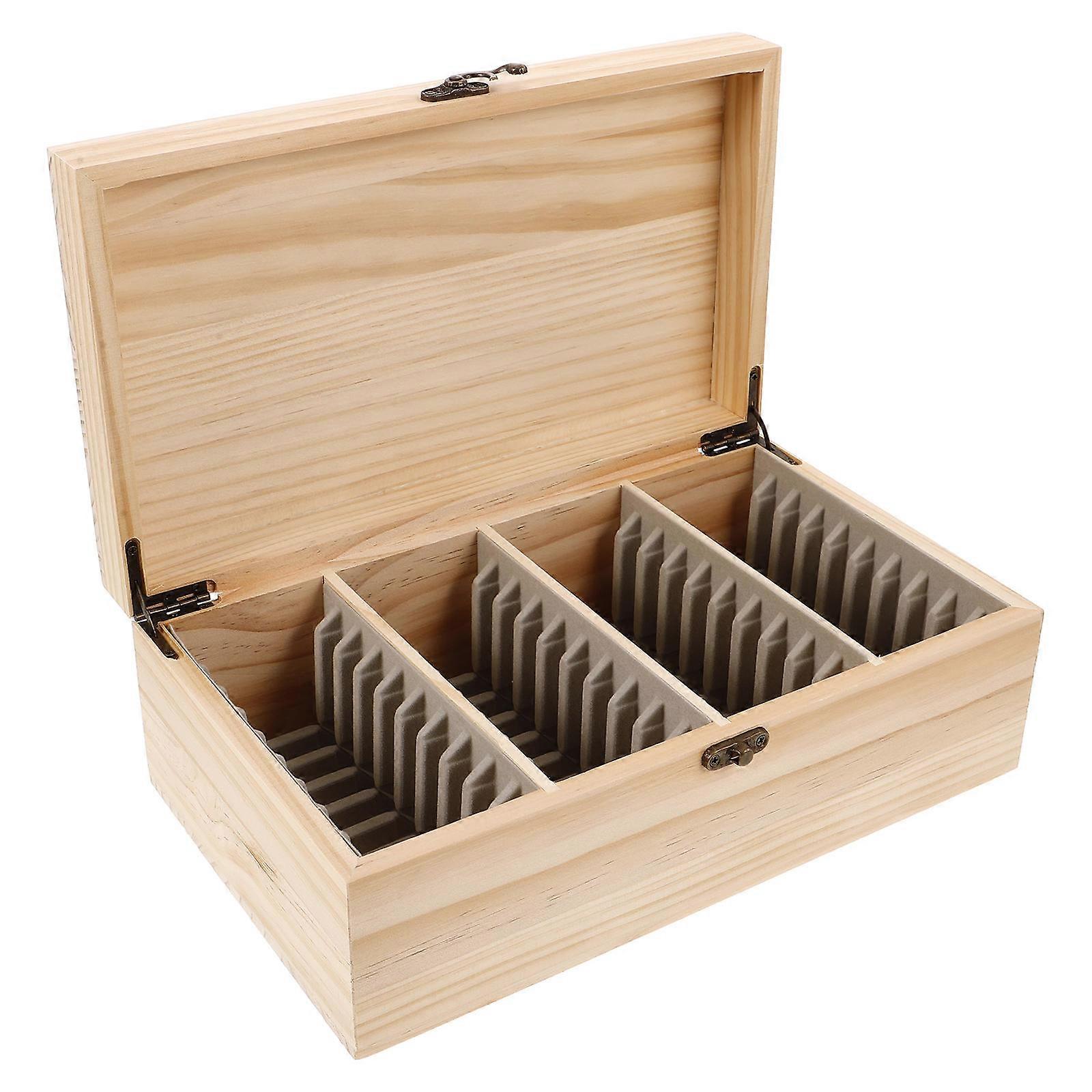 Wood Coin Collection Box with Scratch Protection and Large Capacity in Light Yellow Small Size