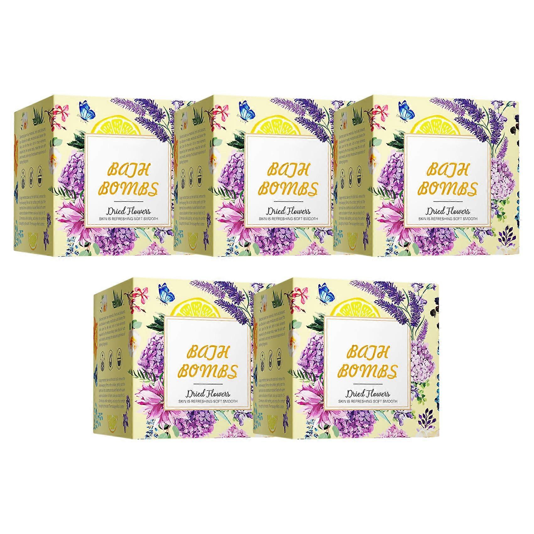 Moisturizing Bath Bombs 5Pack Lemon and Fruity Scents, Deep Hydration Aromatherapy Gift Set