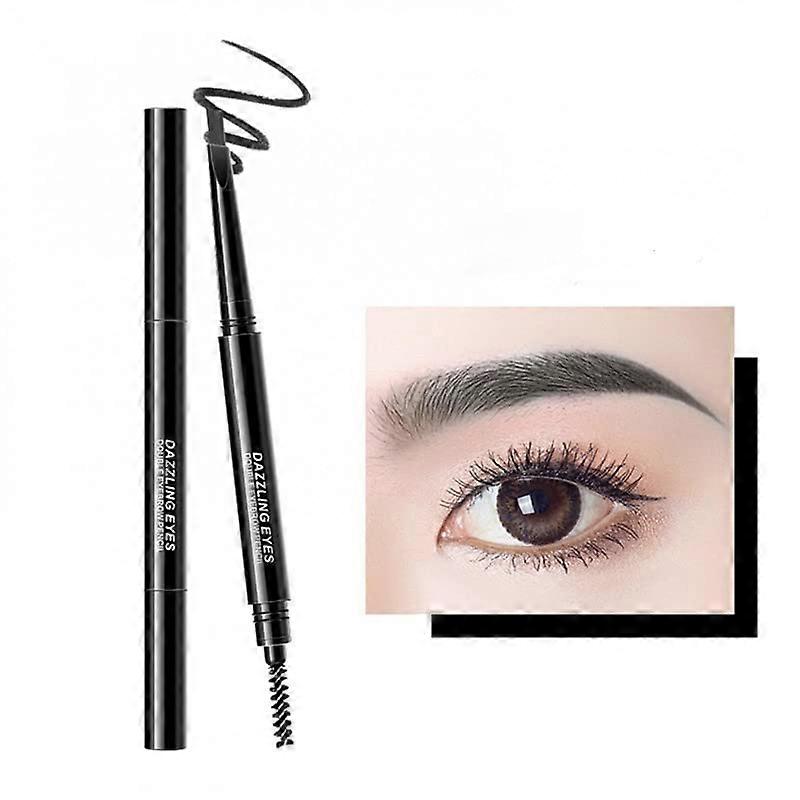 Waterproof Double Ended Eyebrow Pencil with Triangular Tip and Spoolie Brush, Long Lasting 01#
