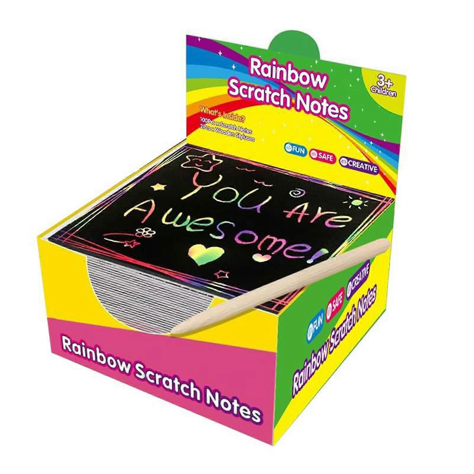 Rainbow-Paper 8.5x8.5cm Drawing Activity Multi Color Scratch Off Card Summer Camp Creativity