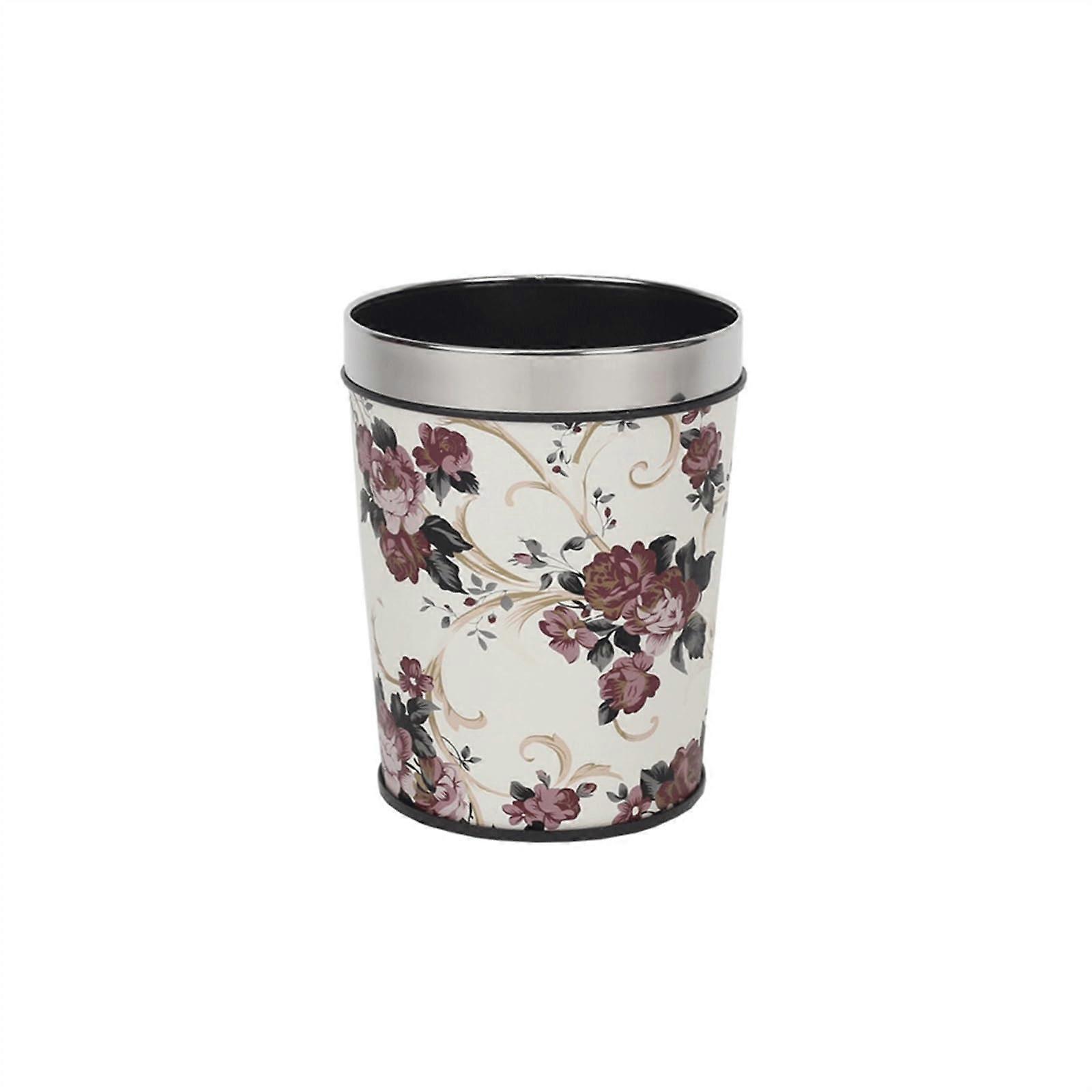 Small Round Trash Can with Pressure Ring, Modern Waste Bin for Bathroom Kitchen Office, 6/13L