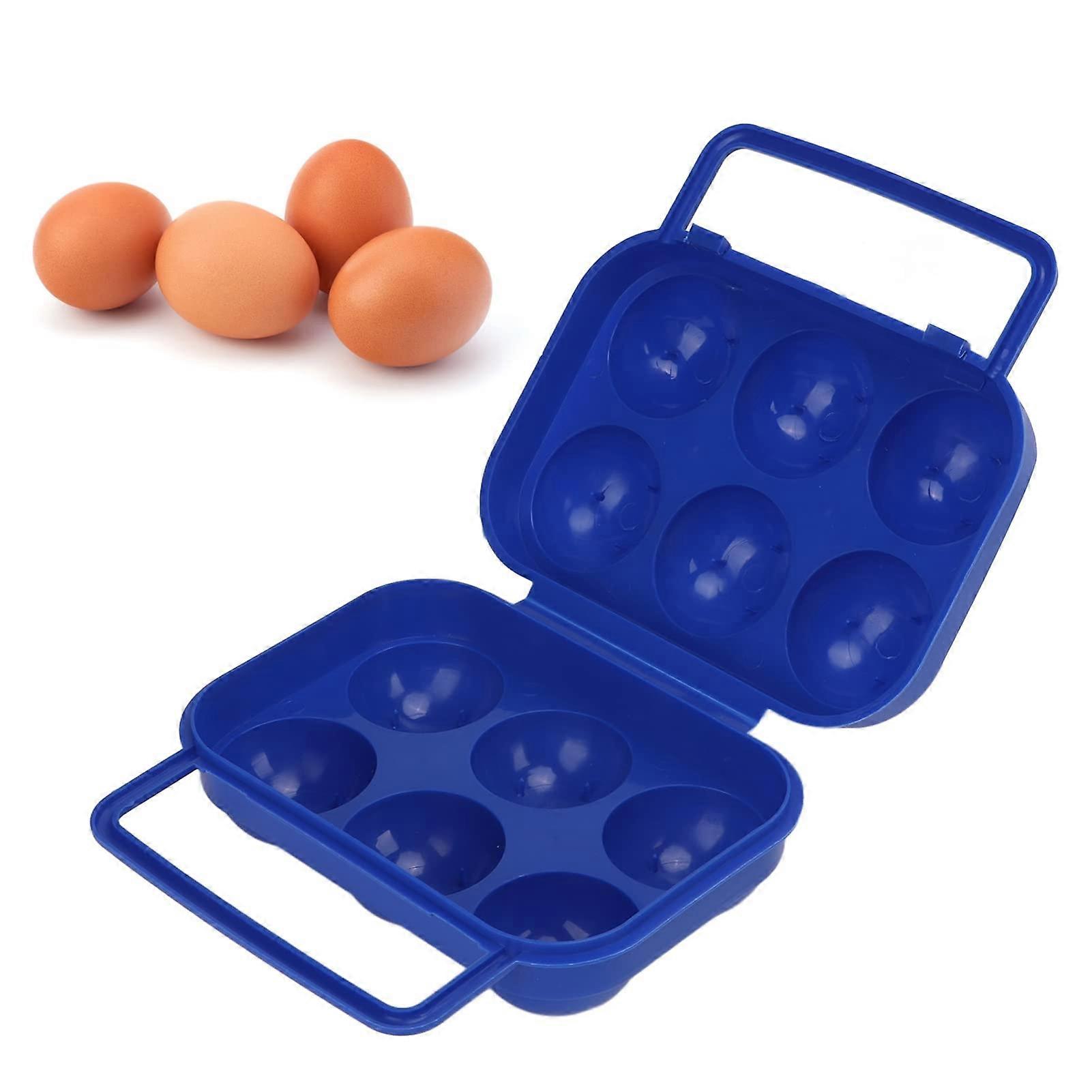 Egg Holder 6 Eggs BPA  Camping Egg Container with Handle Shockproof Travel Storage Box