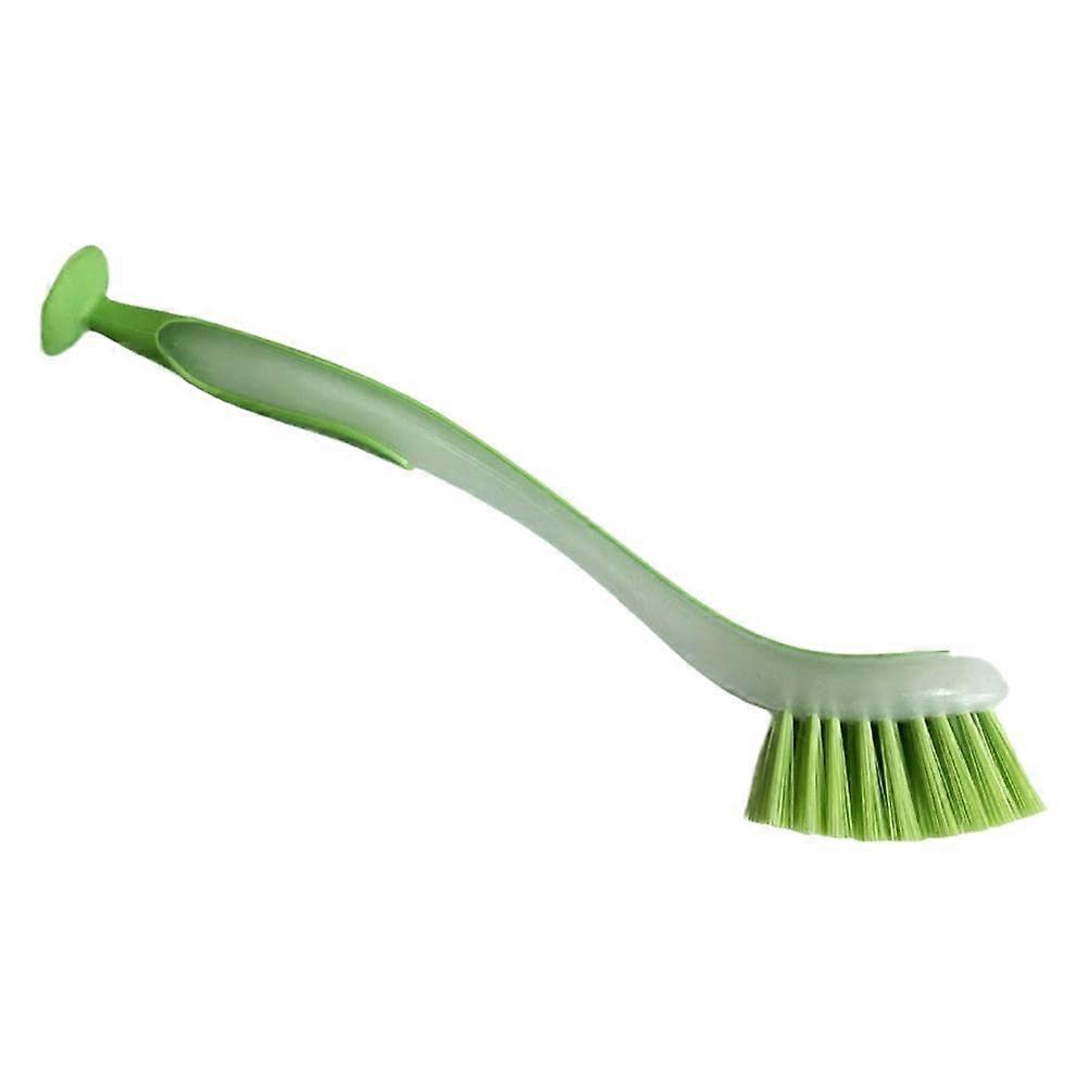 Multifunctional Kitchen Cleaning Brush with Long Handle, Vertical Dishwashing Scrub Brush, Green