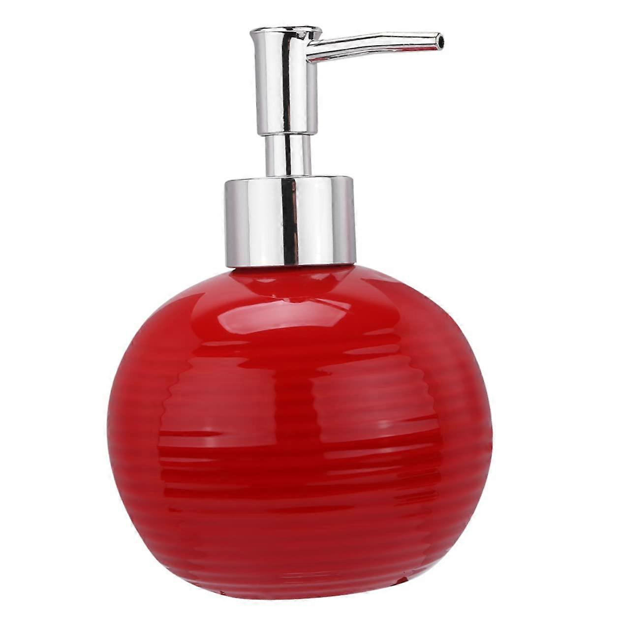 Ceramic Soap Dispenser Pump for Bathroom Countertop, Refillable Lotion Bottle, Red