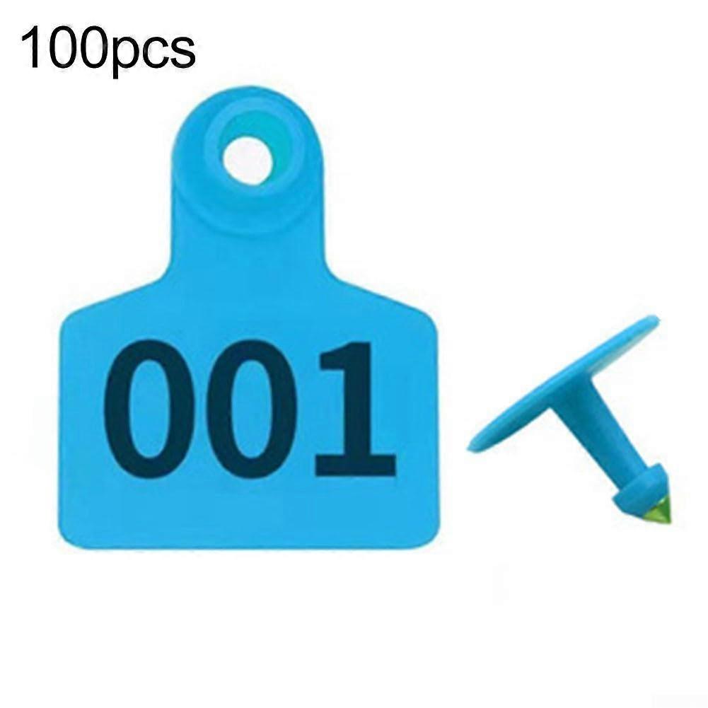 Blue Numbered Livestock Ear Tags 100pcs with Clear Number Marking for Durable Cattle Identification
